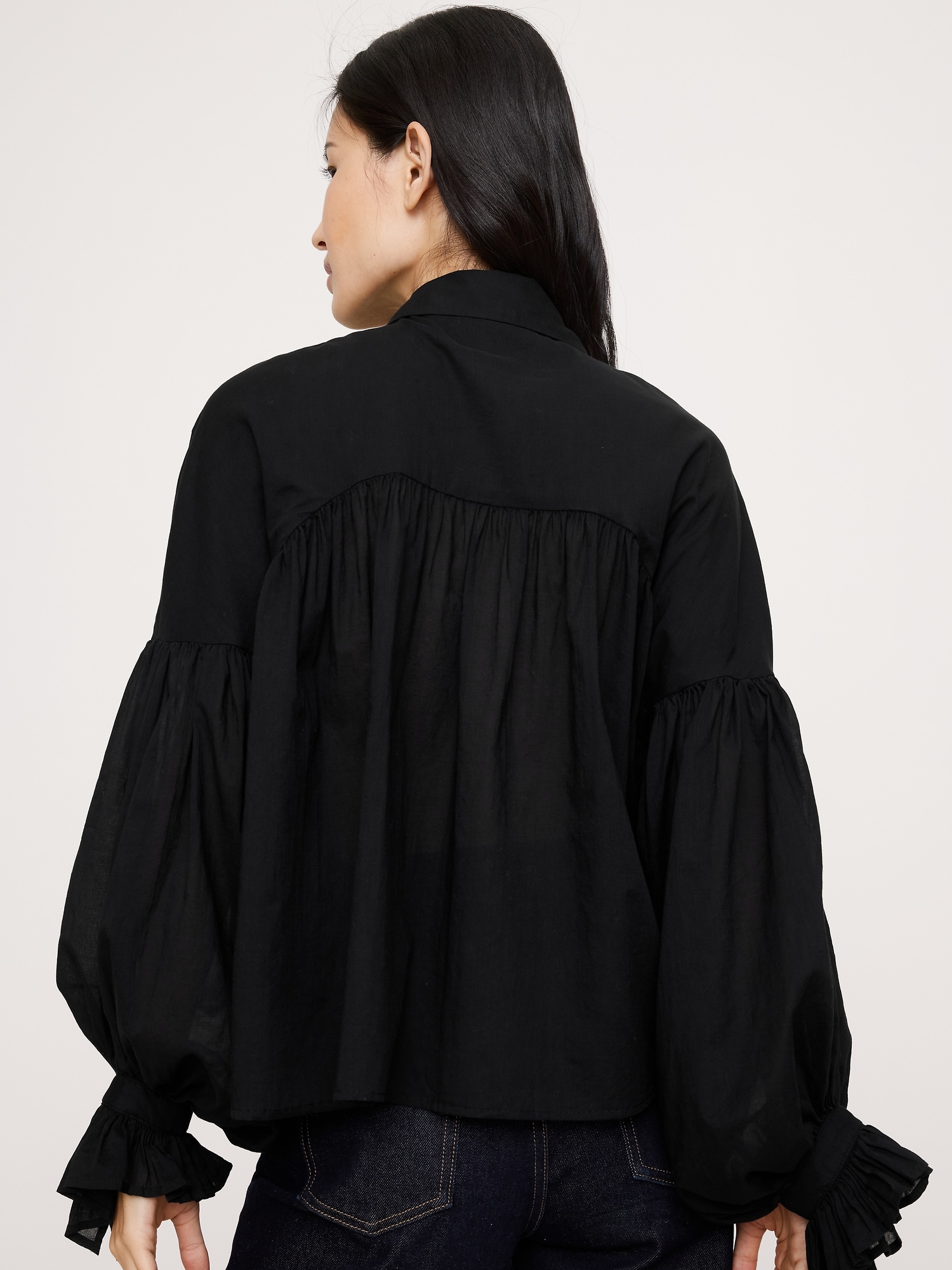 Image number 6 showing, Cotton Balloon-Sleeve Shirt