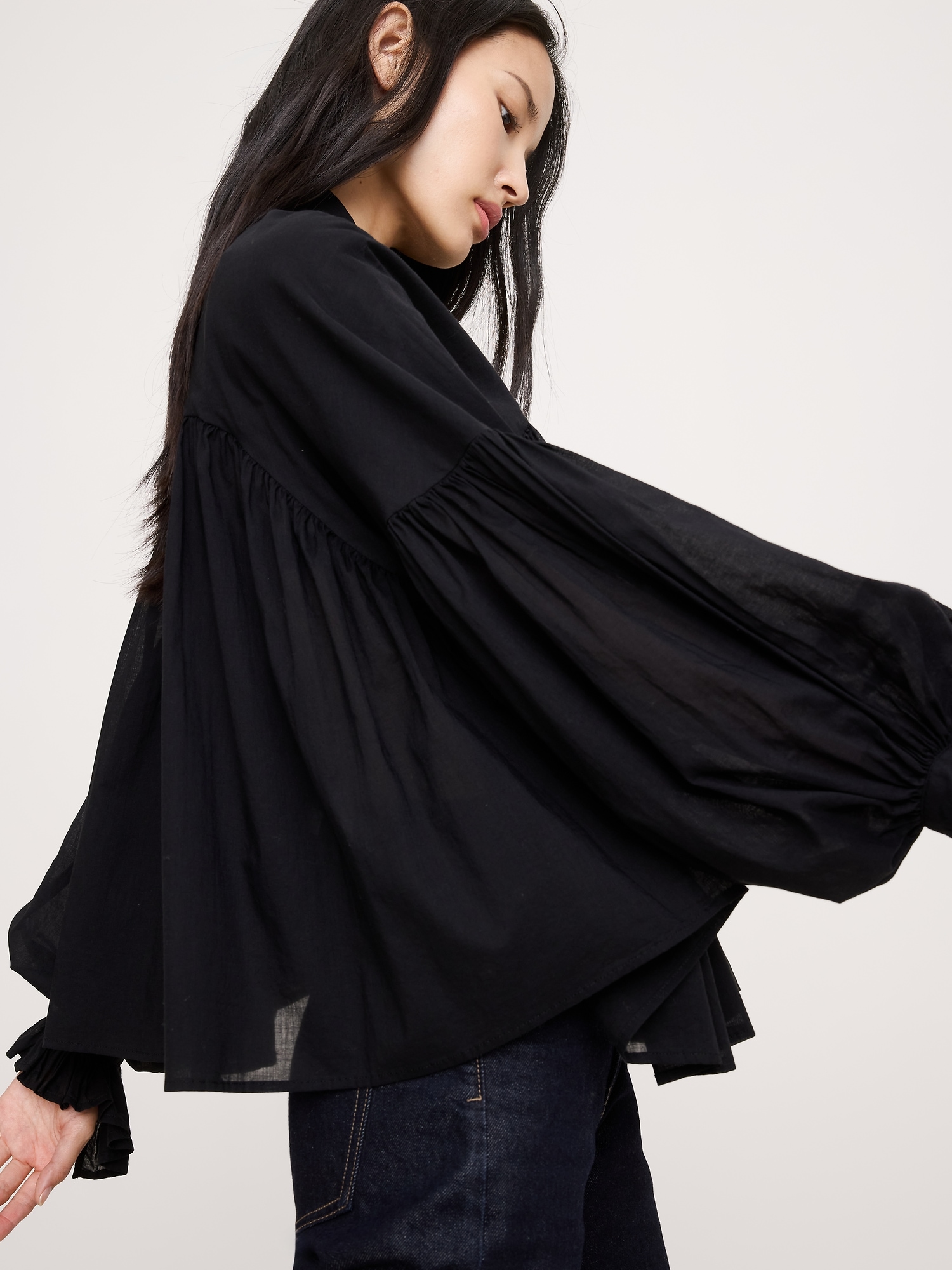 Image number 7 showing, Cotton Balloon-Sleeve Shirt
