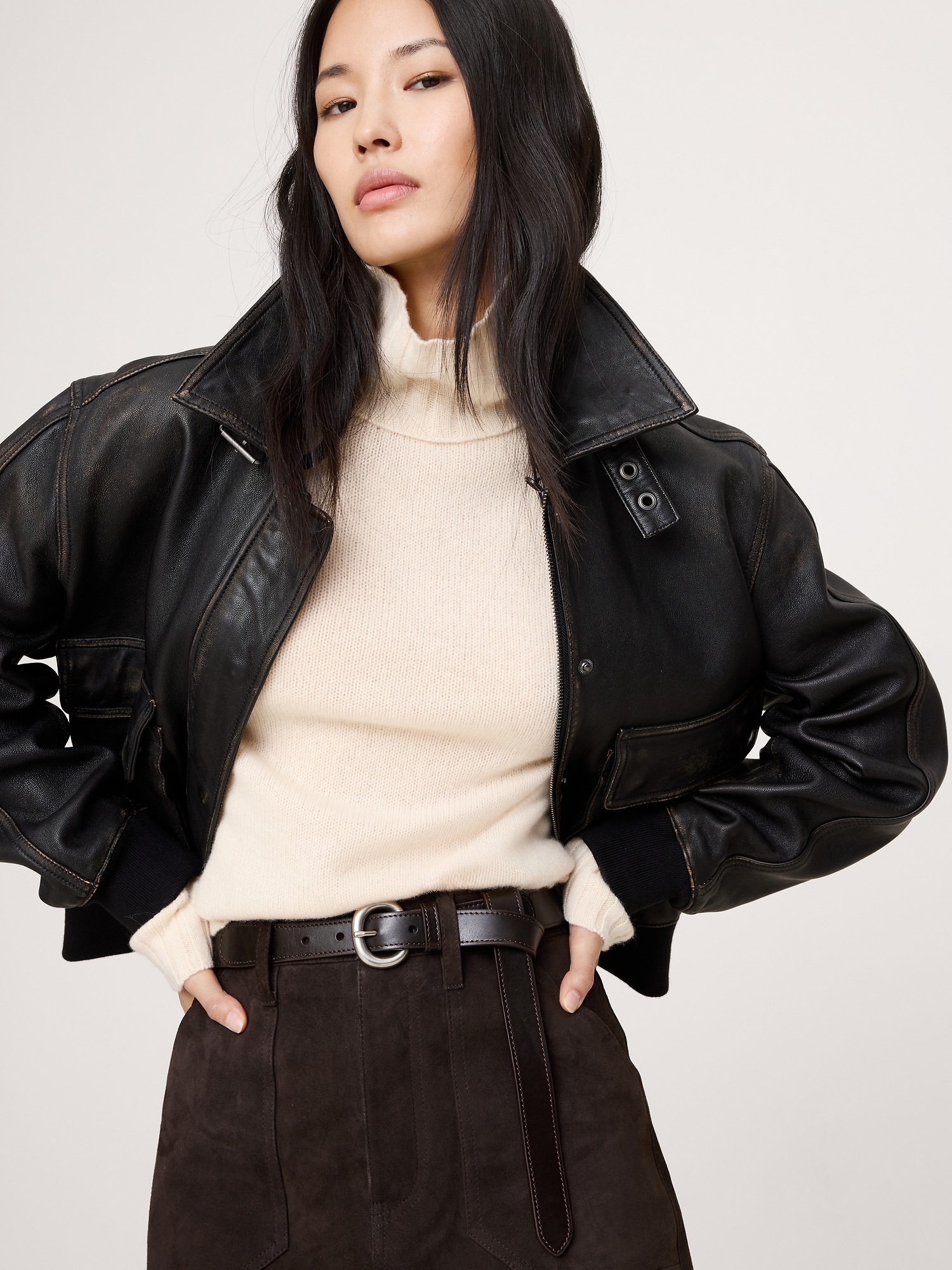 Женский ремень Banana Republic Topstitch Leather Tapered Belt, цвет: Коричневый — фото 2