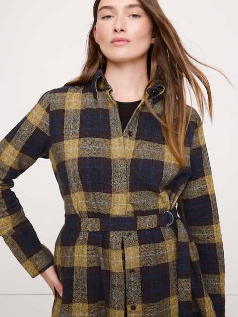 Flannel Belted Tunic Shirt