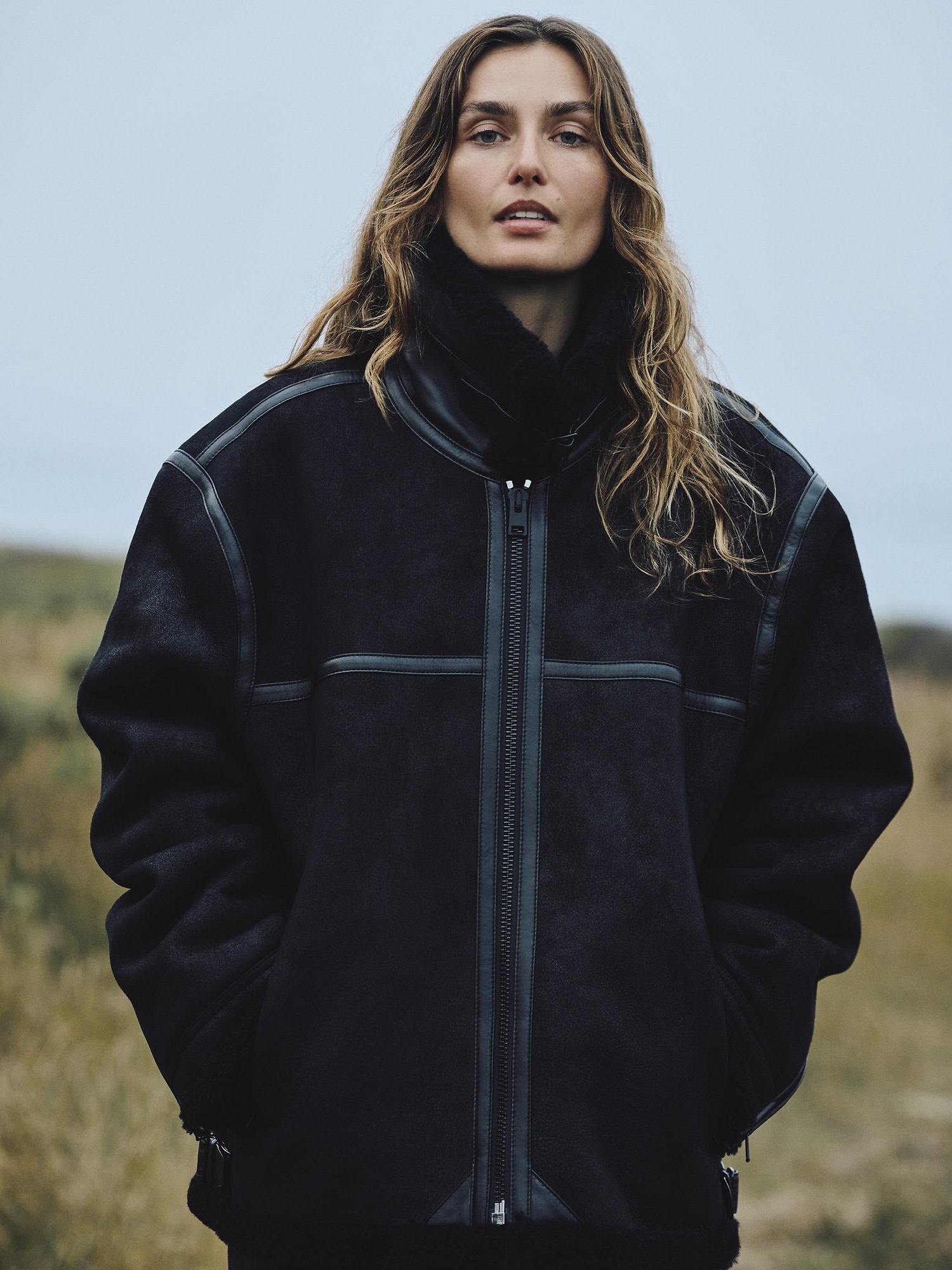 Мужская куртка Banana Republic Shearling Aviator, цвет: Чёрный — фото 4