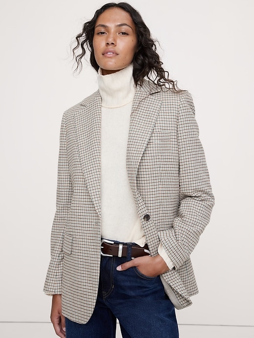 Italian Plaid Zip Blazer
