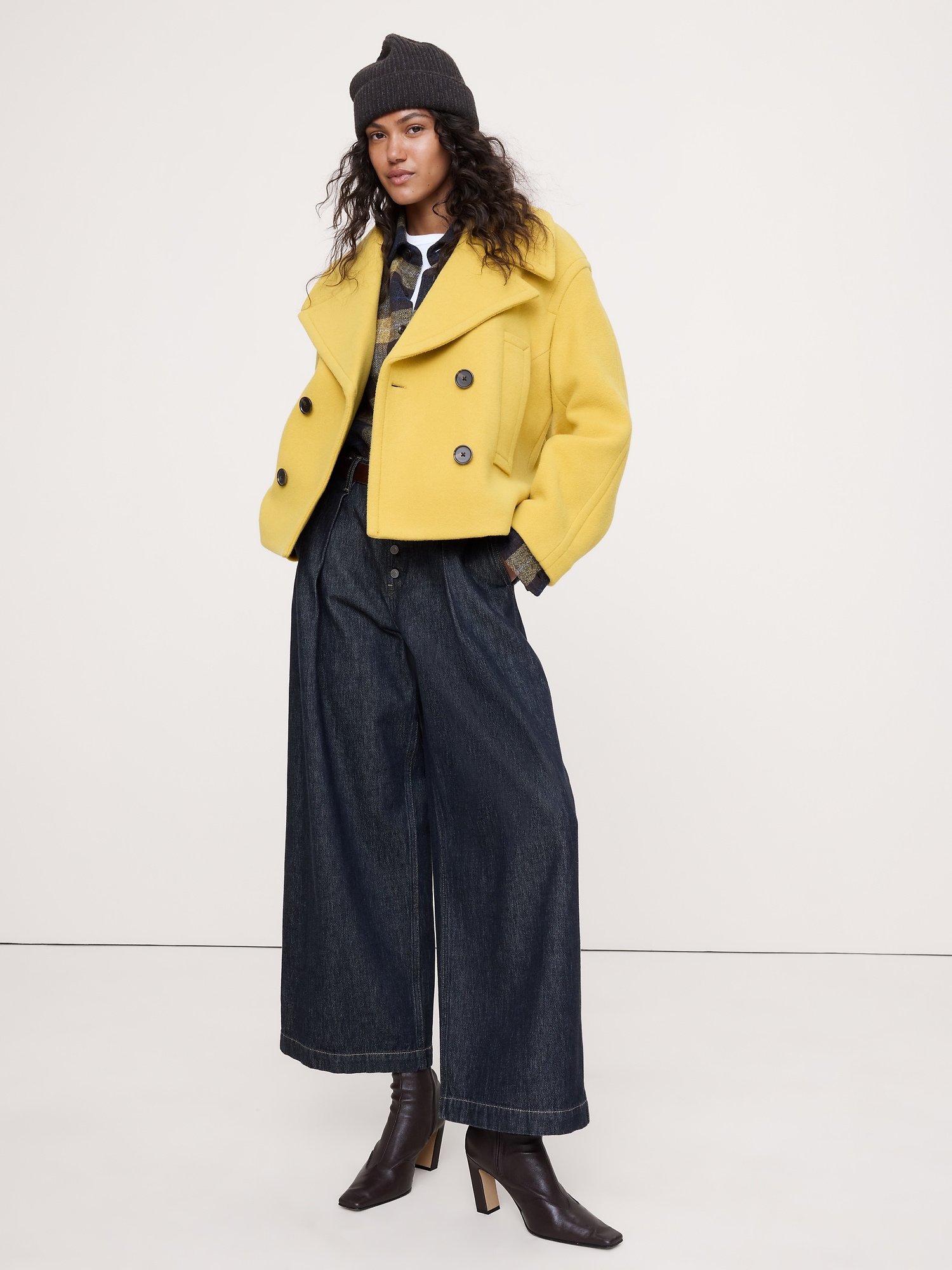 Italian Melton Wool-Blend Peacoat - Butter Yellow