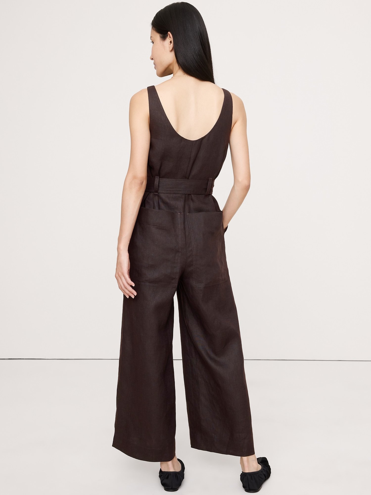 Image number 3 showing, Linen Belted Wide-Leg Jumpsuit