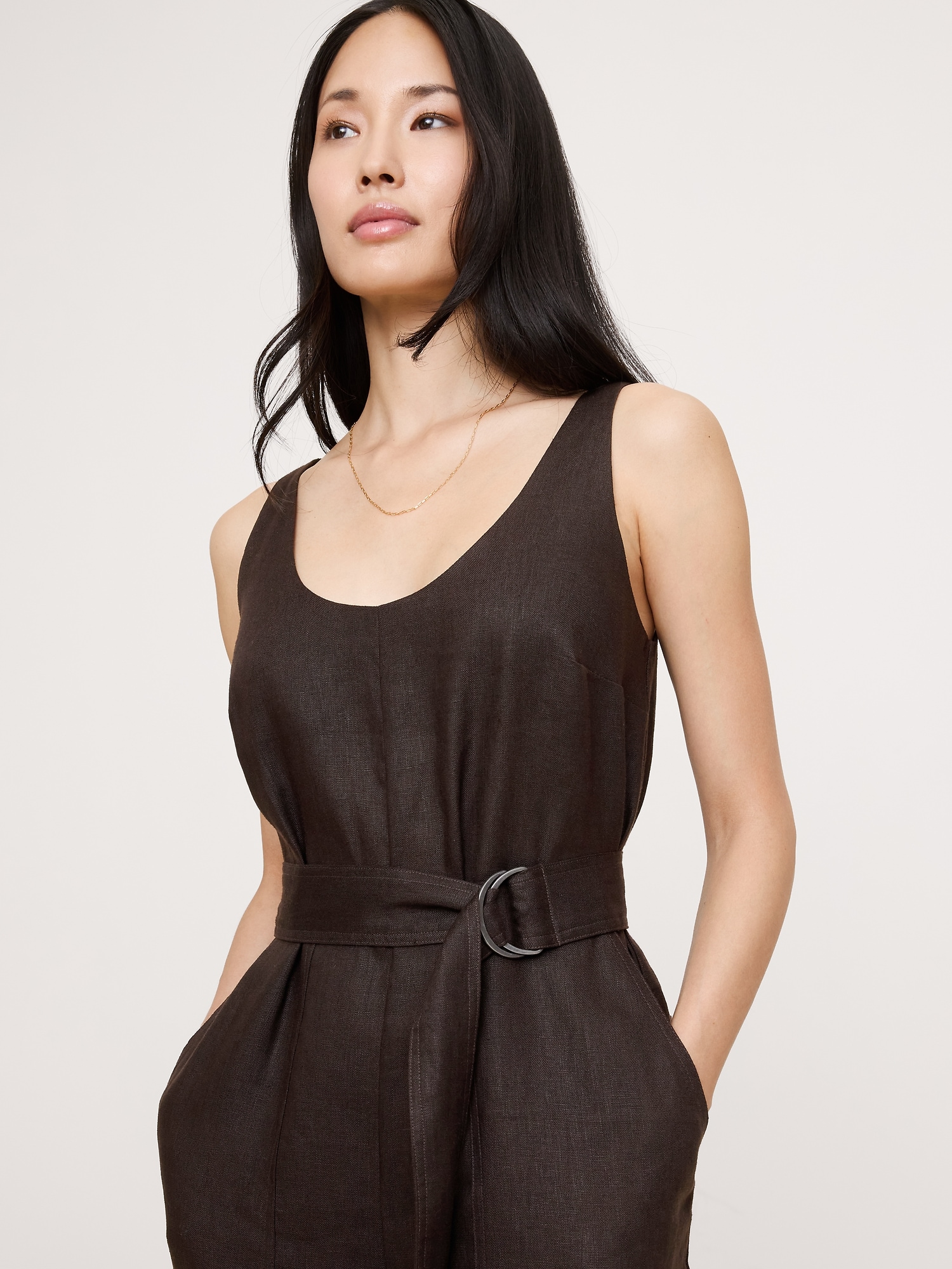 Image number 4 showing, Linen Belted Wide-Leg Jumpsuit