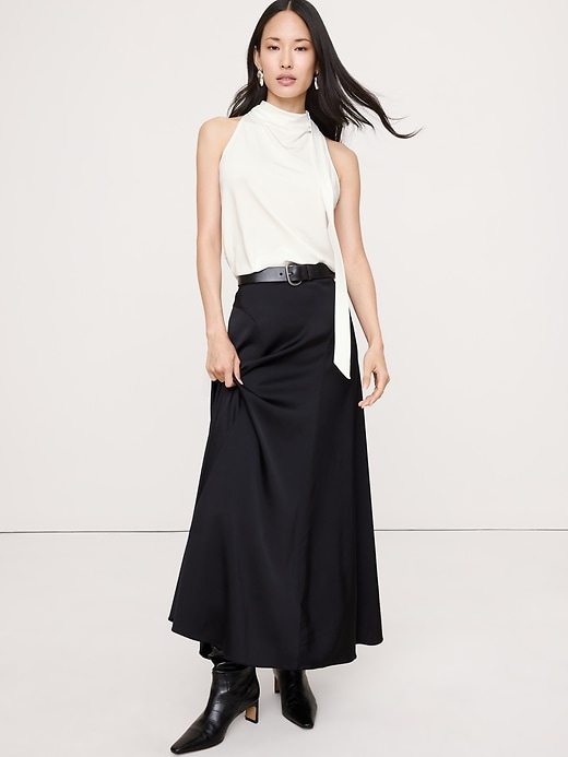 Silky Cotton Mock-Neck Top