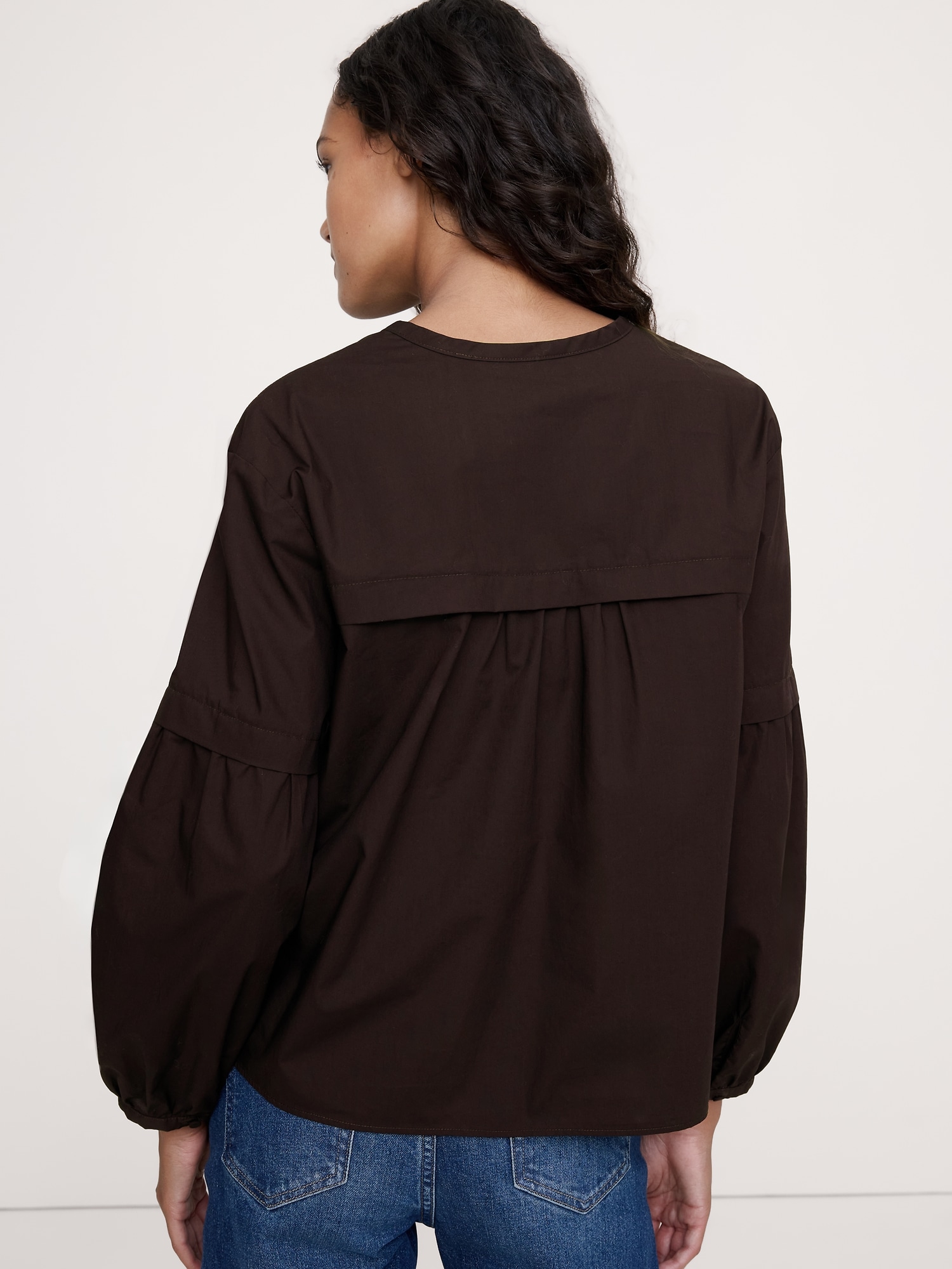 Image number 5 showing, Embroidered Cotton Poplin Popover Top