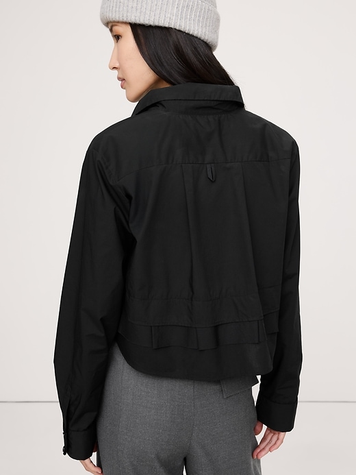 Cotton Poplin Ruffle-Back Shirt