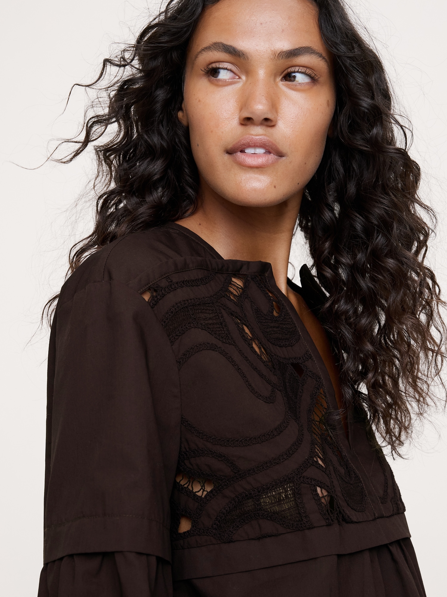Image number 6 showing, Embroidered Cotton Poplin Popover Top