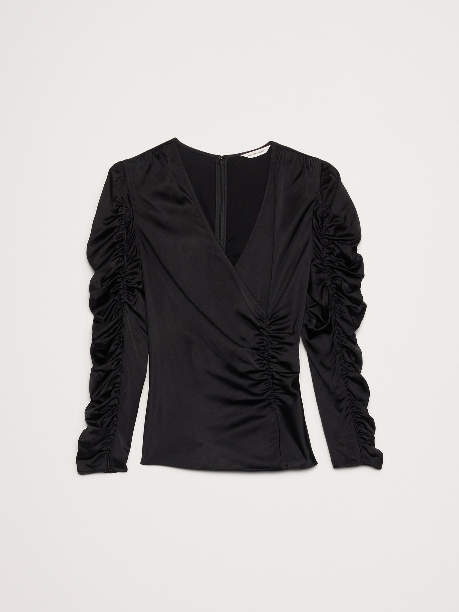 Женский топ Banana Republic Stretch-Satin Ruched Top, цвет: Чёрный — фото 4