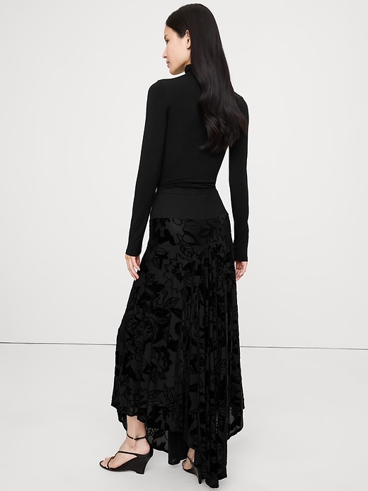 Burnout Velvet Asymmetrical Skirt