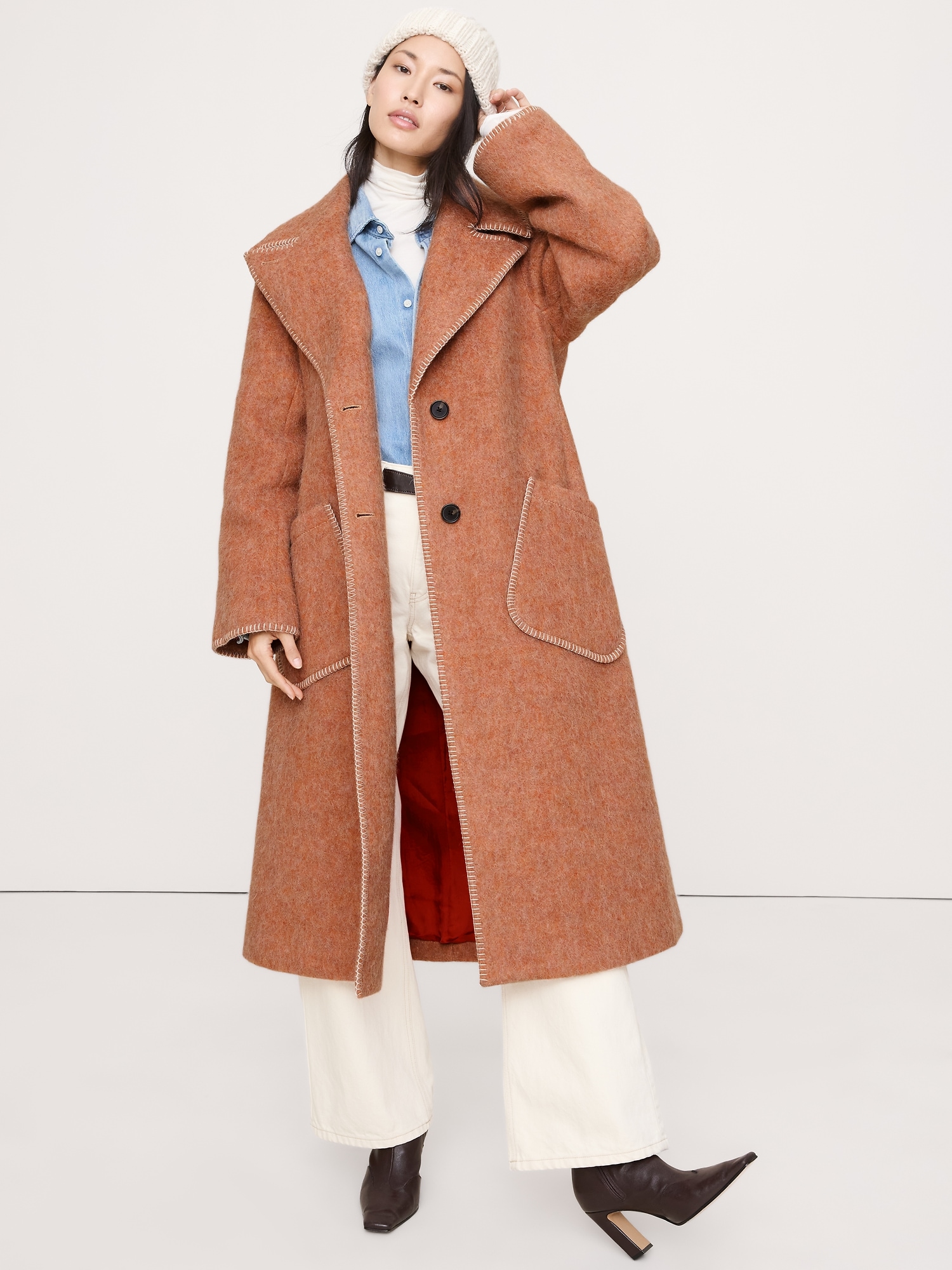 Image number 3 showing, Fuzzy Italian Wool-Blend Top Coat