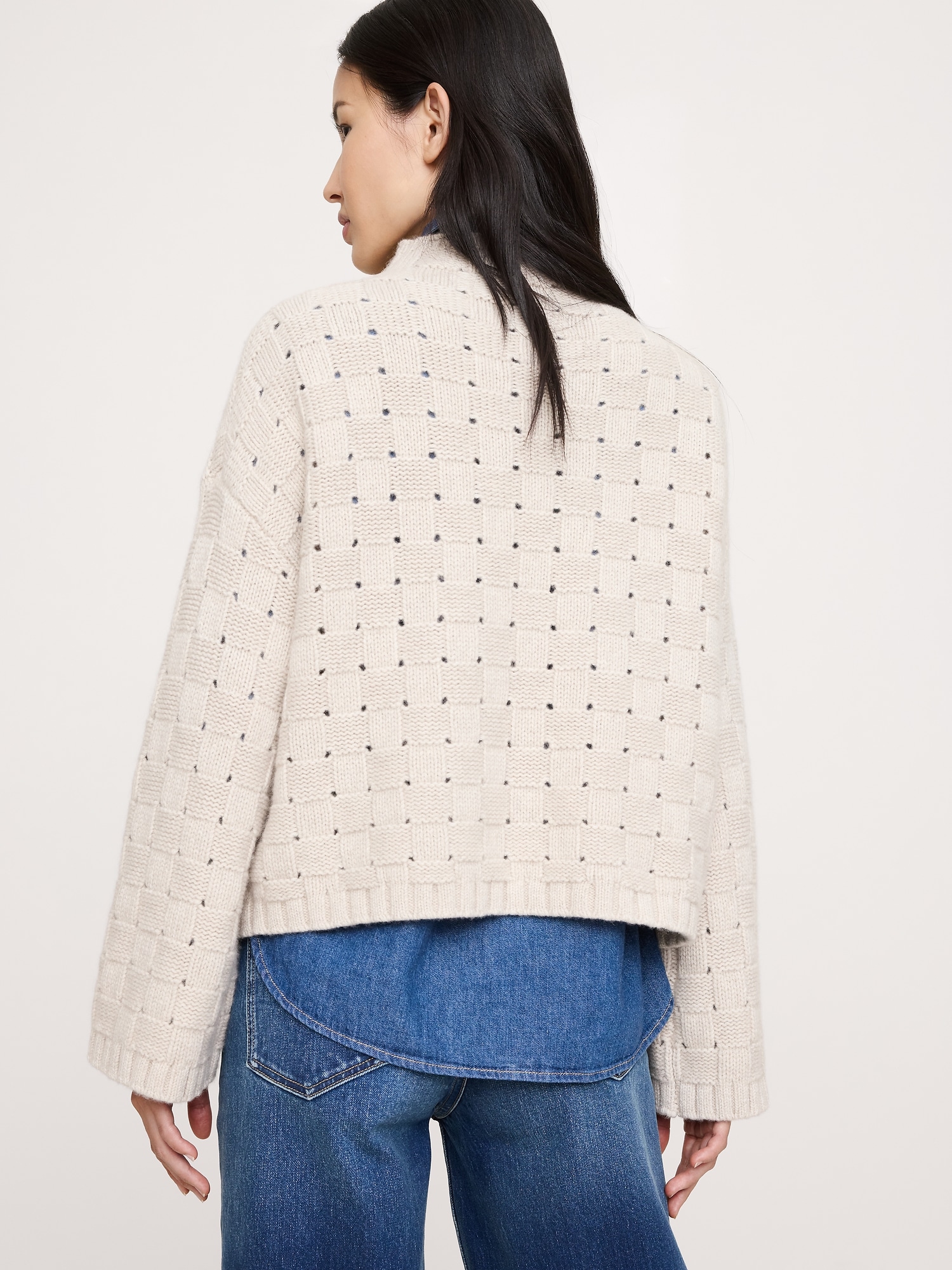 Image number 2 showing, Merino-Cotton Basketweave Sweater