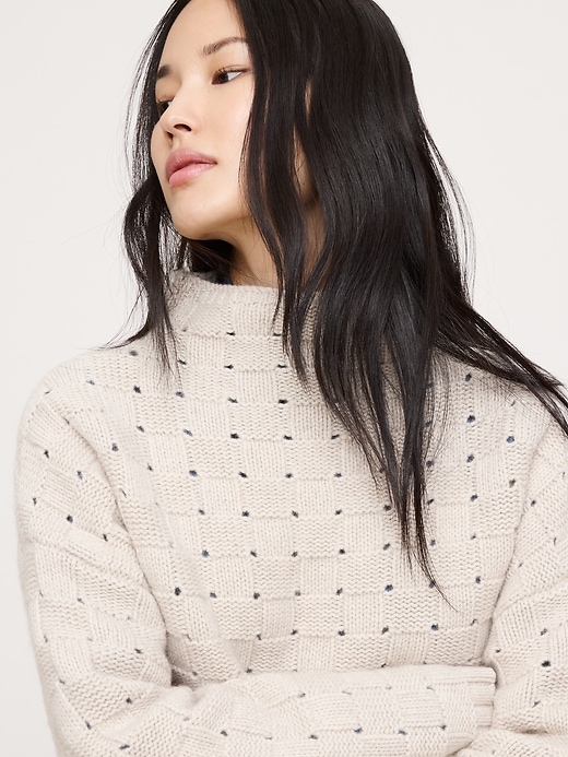 Merino-Cotton Basketweave Sweater