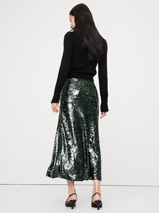 Bias-Cut Sequin Maxi Skirt
