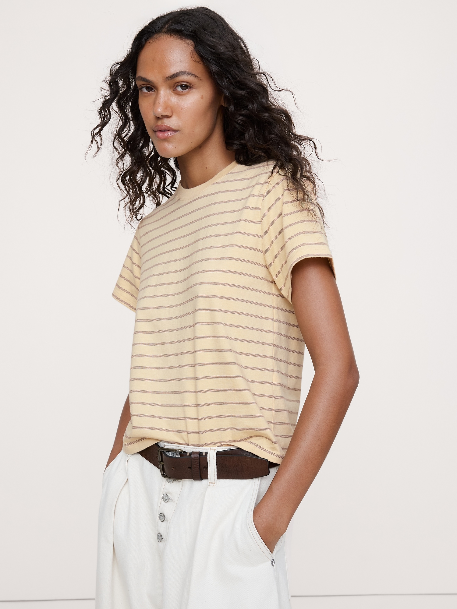 Vintage Cotton Crew-Neck T-Shirt - Bronze Brown