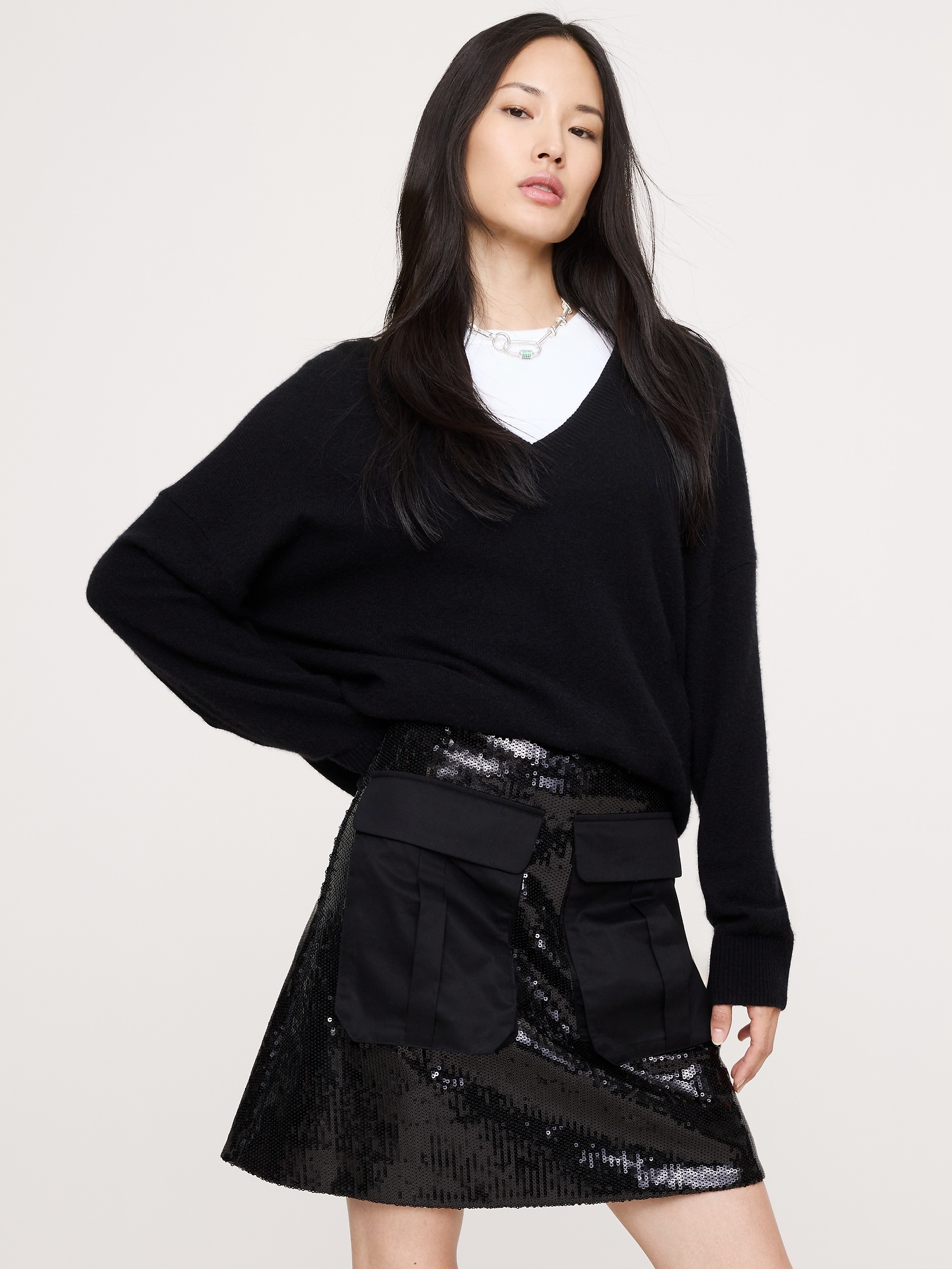 Image number 1 showing, Sequin Ponte Mini Skirt
