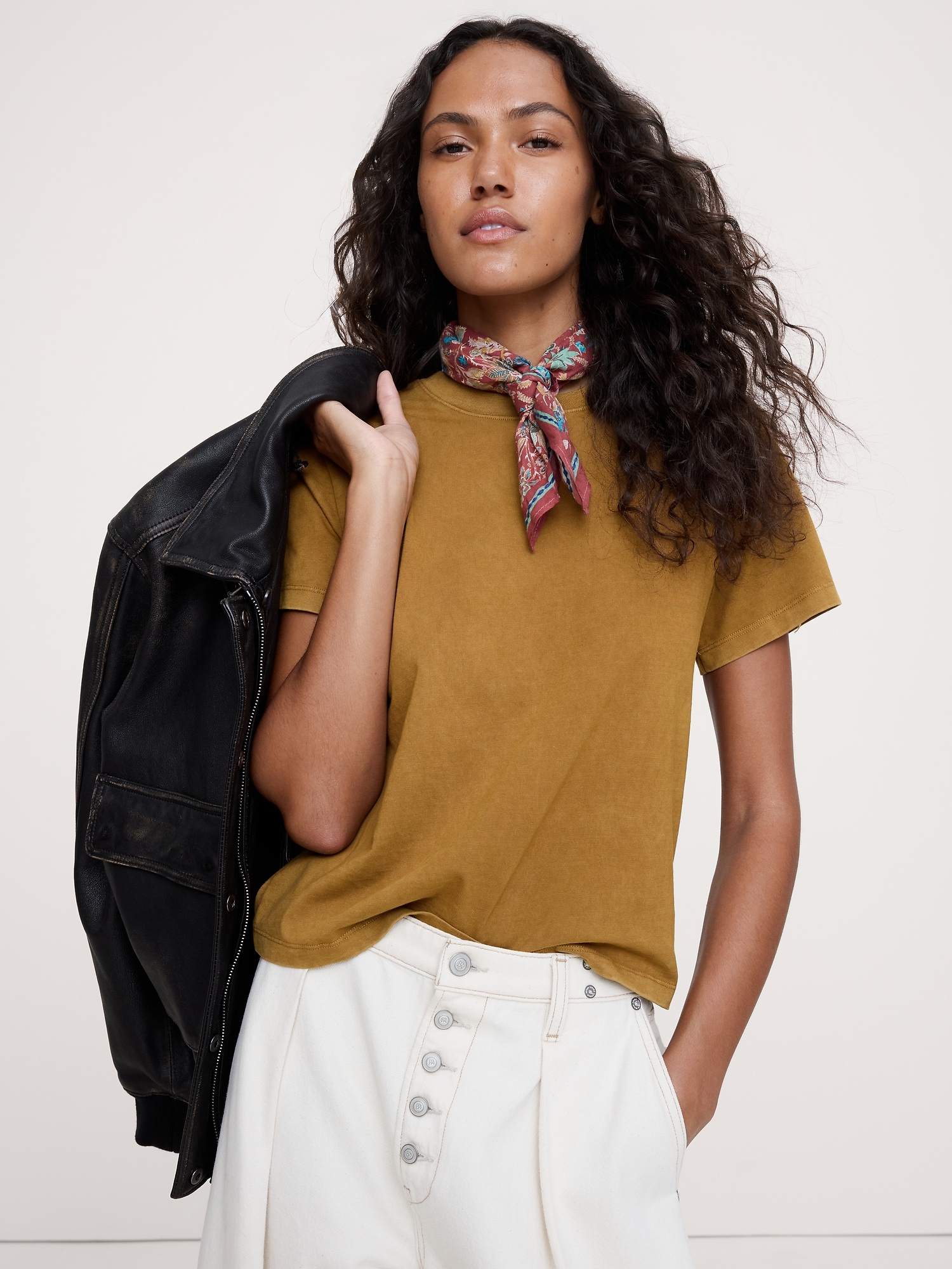 Vintage Cotton Crew-Neck T-Shirt - Sahara Sun Yellow