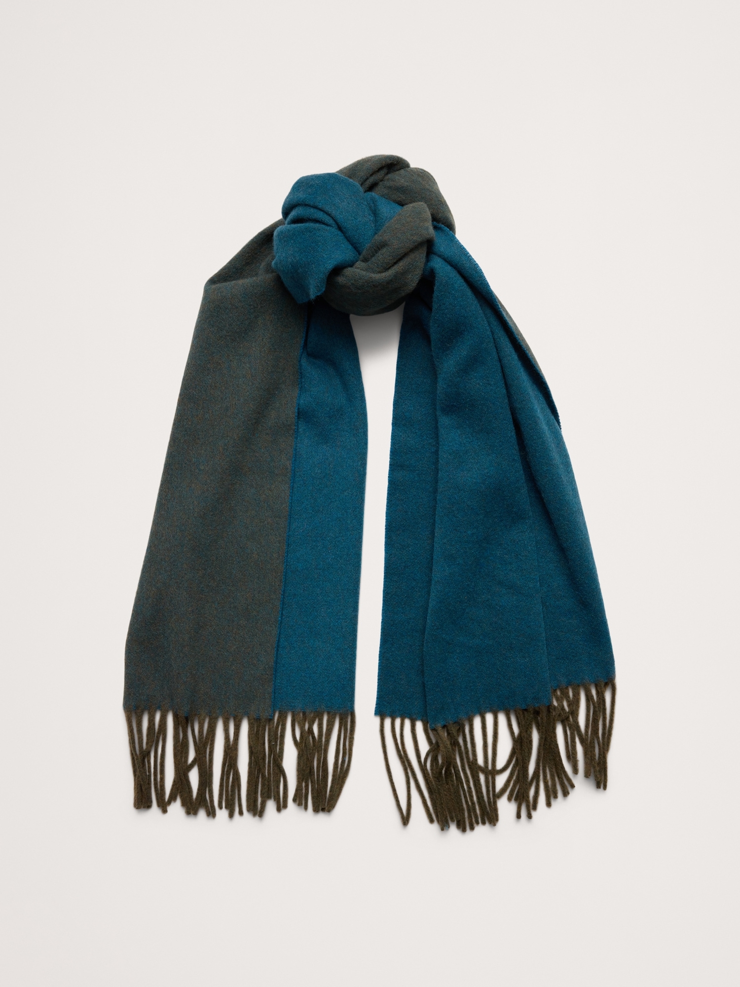 Italian Wool-Cashmere Scarf - Forest Green & Teal