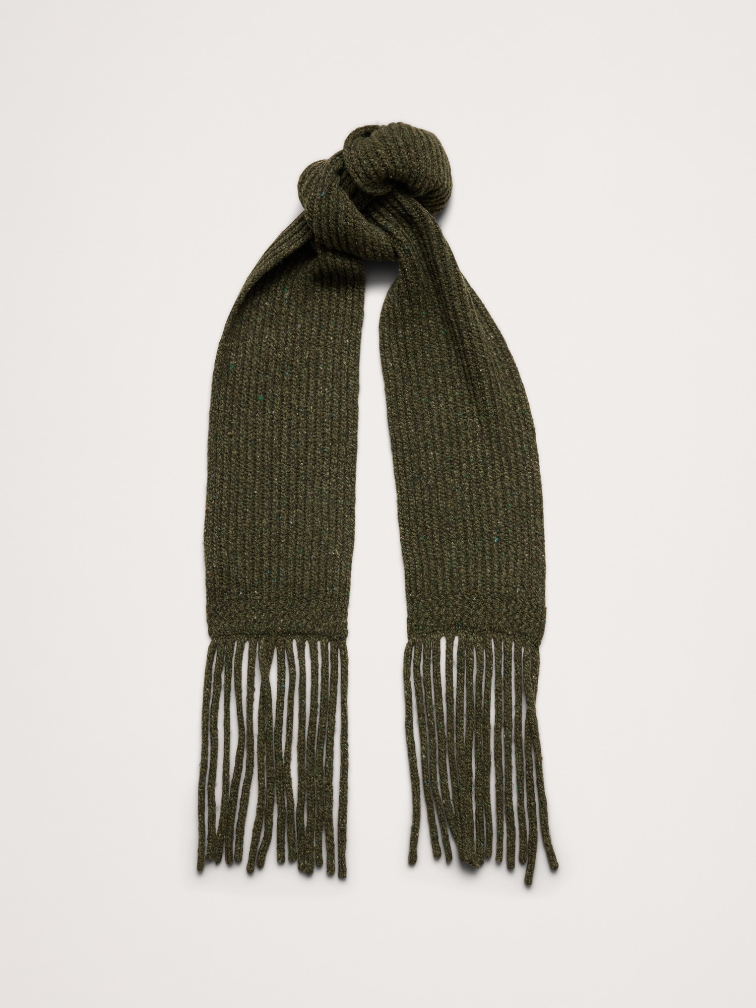 Donegal Wool-Blend Extra-Long Scarf - Olive Green