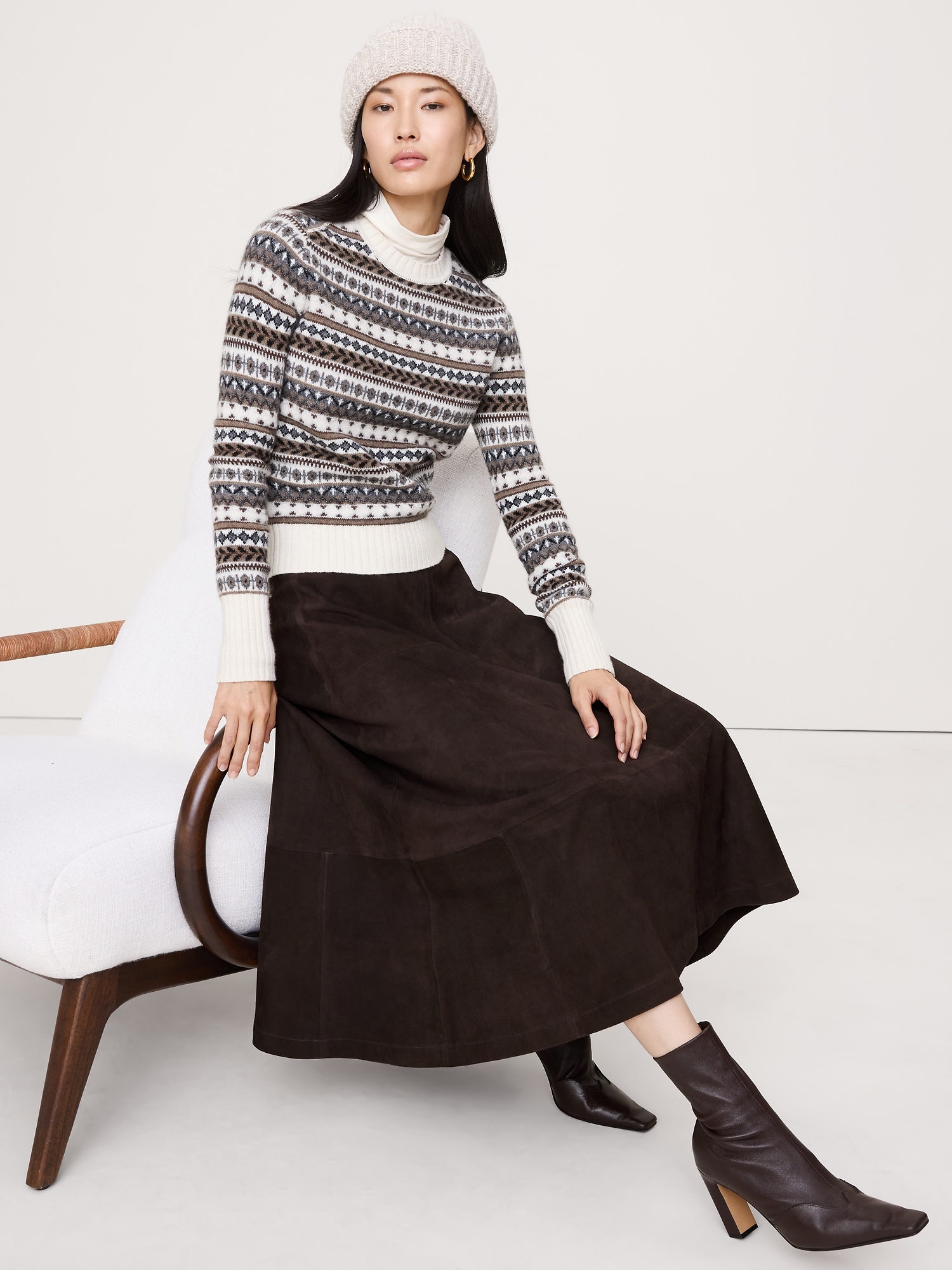 The Fireside Sweater in Merino-Cotton - Ivory Fair Isle