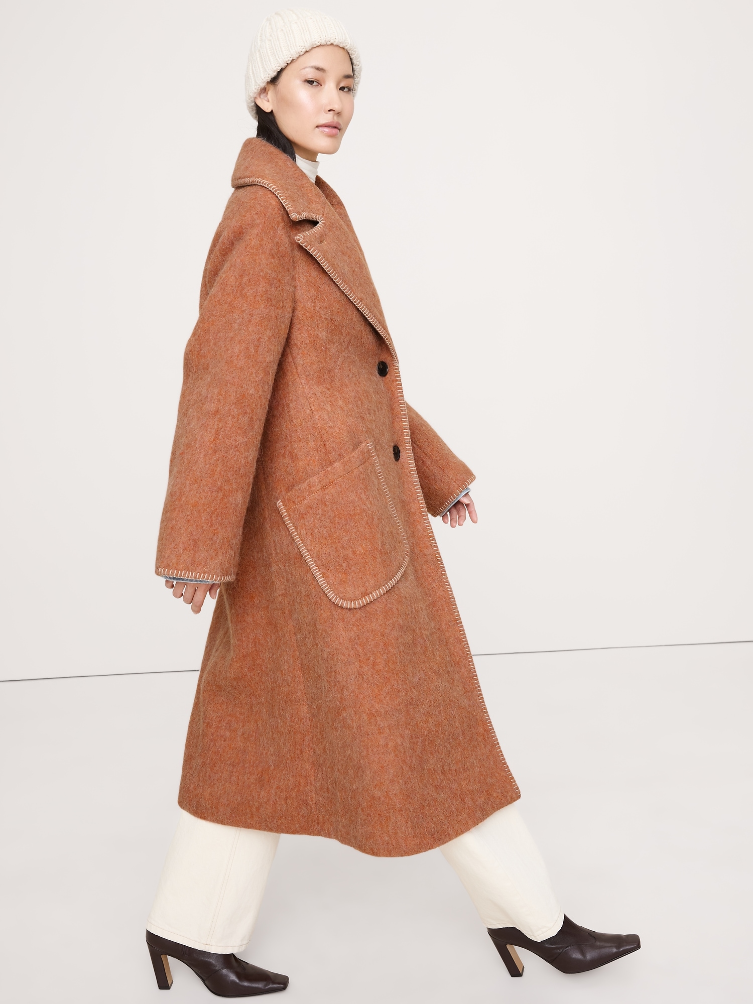 Image number 1 showing, Fuzzy Italian Wool-Blend Top Coat