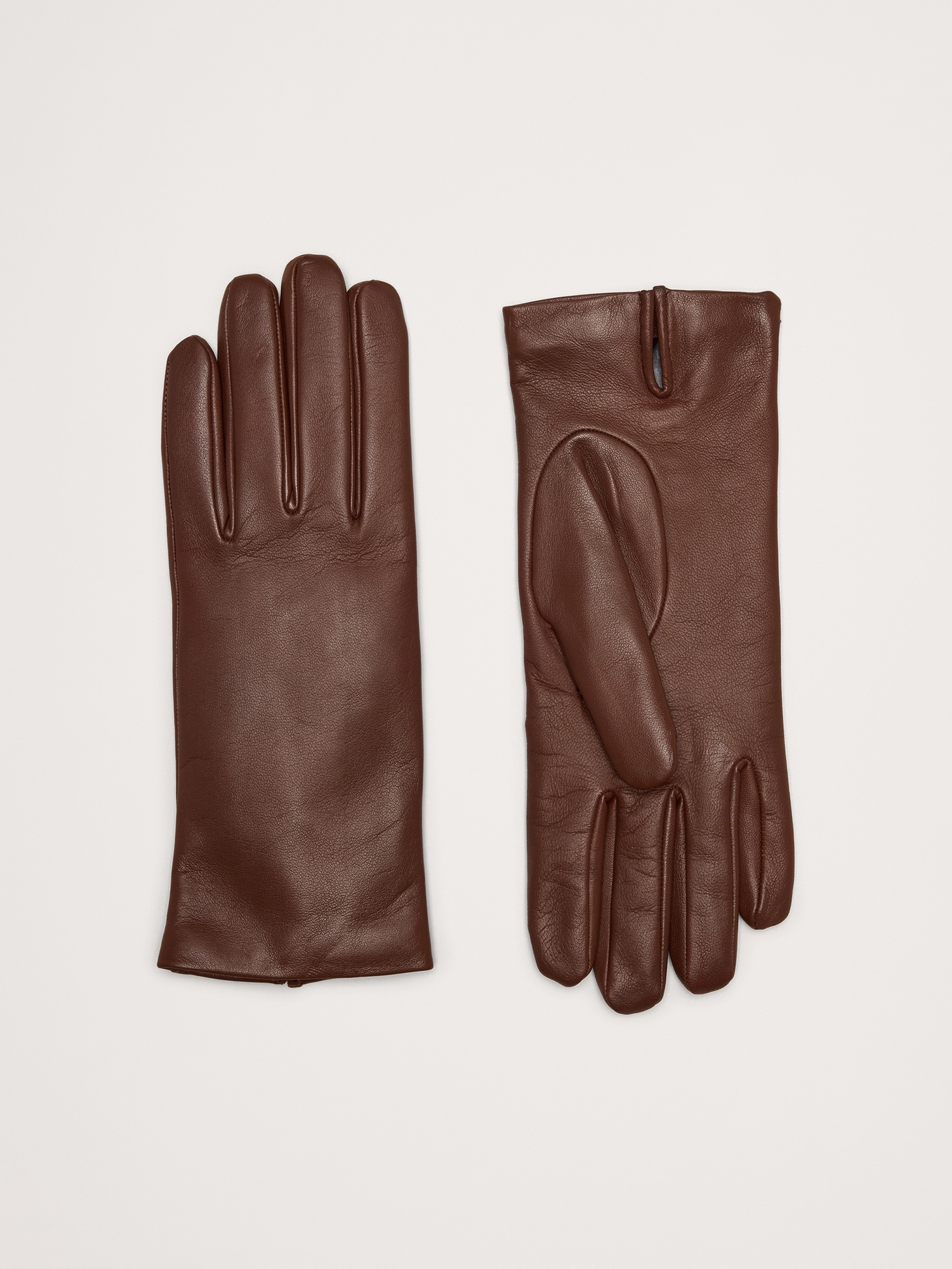 Italian Leather Cashmere-Lined Gloves - Cognac Brown