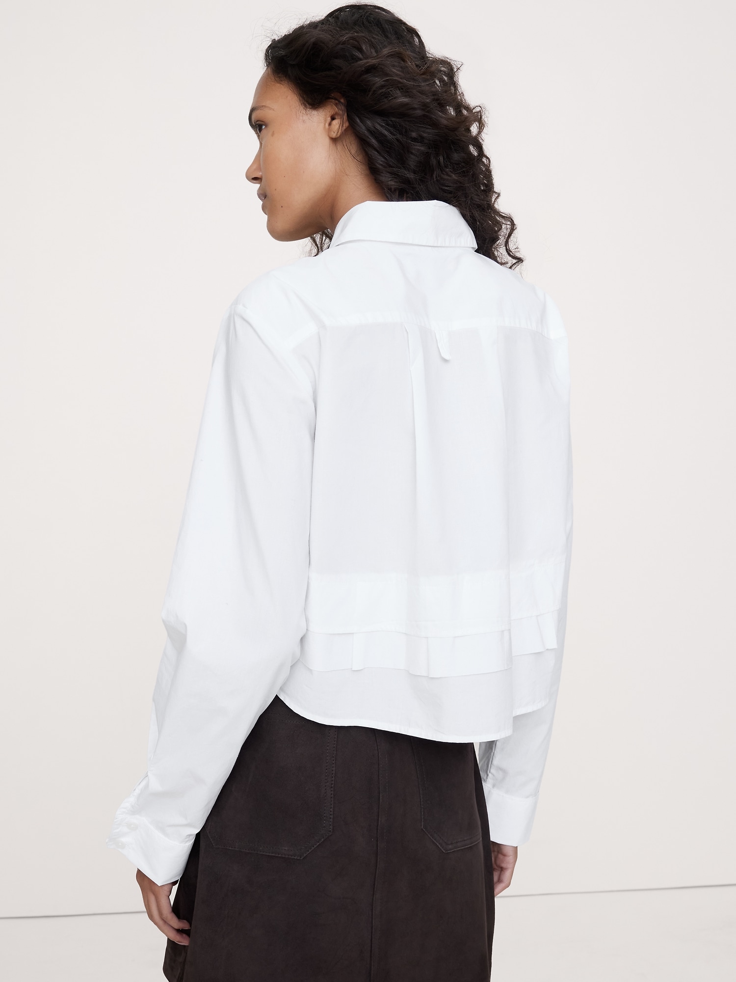 Image number 5 showing, Cotton Poplin Ruffle-Back Shirt