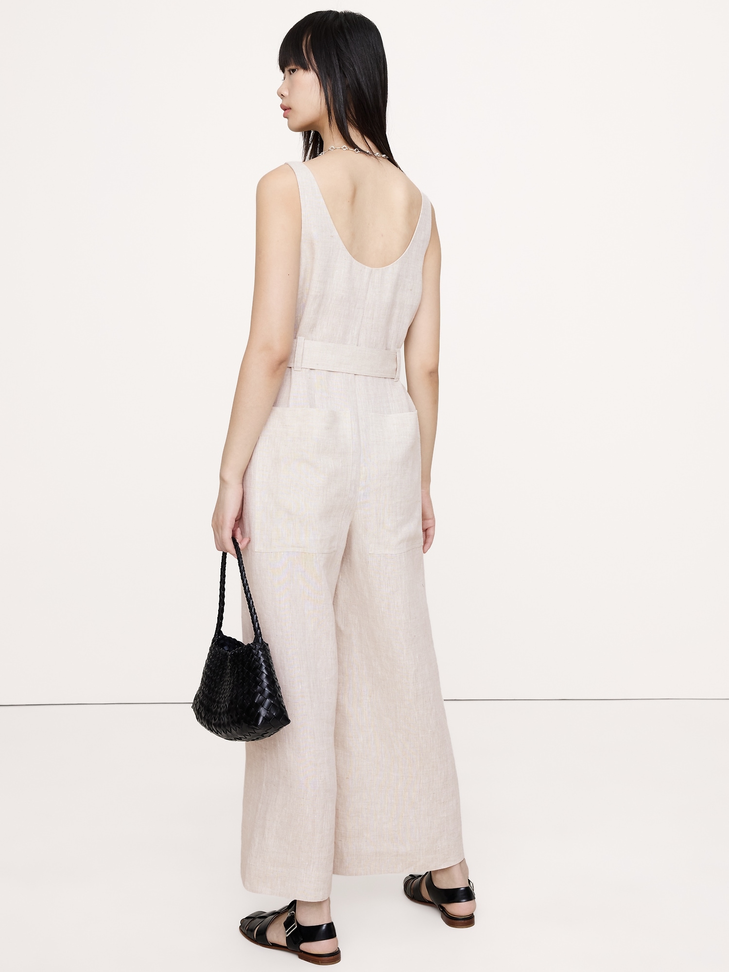 Image number 3 showing, Linen Belted Wide-Leg Jumpsuit