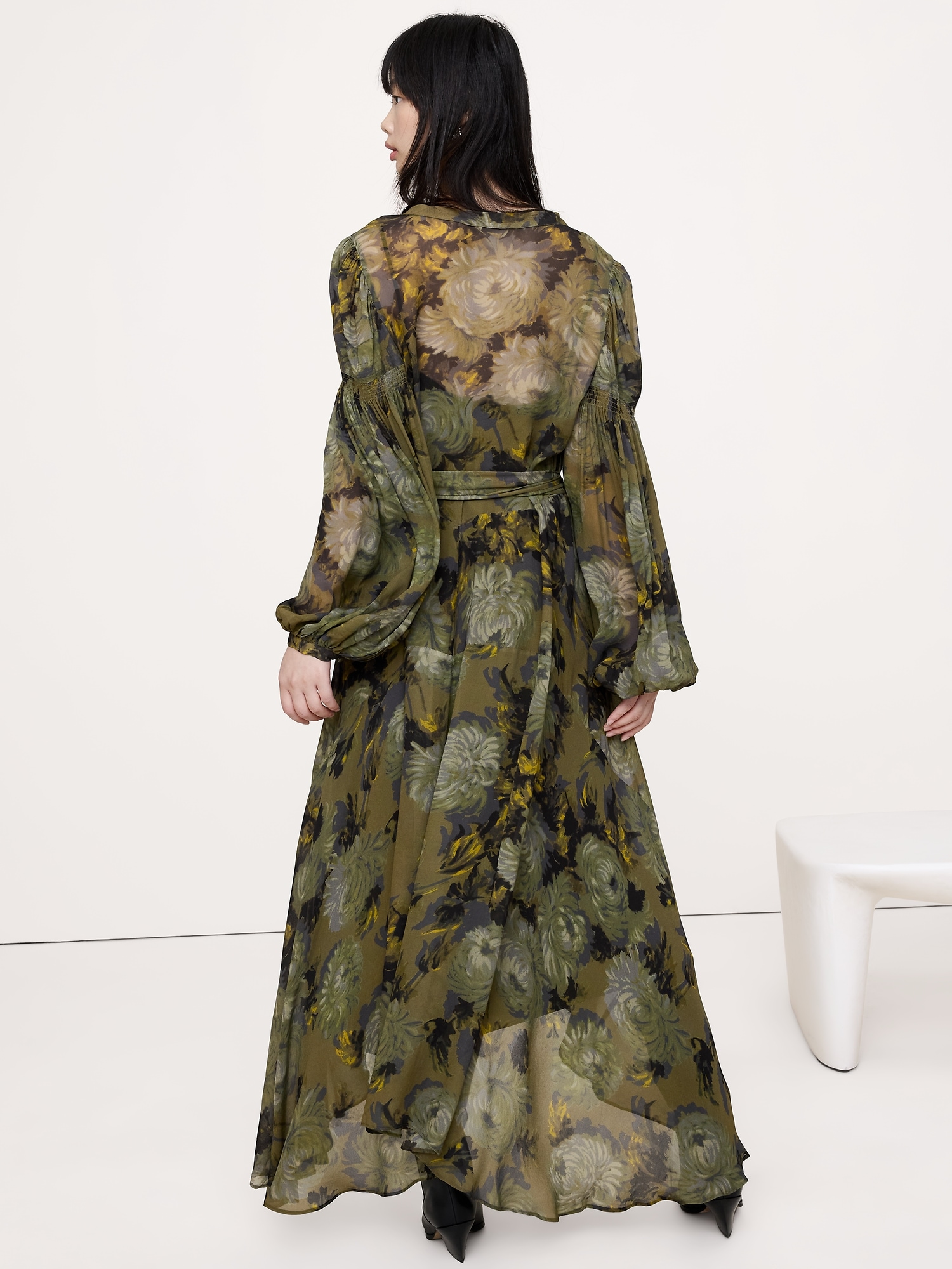 Image number 6 showing, Georgette Puff-Sleeve Maxi Dress