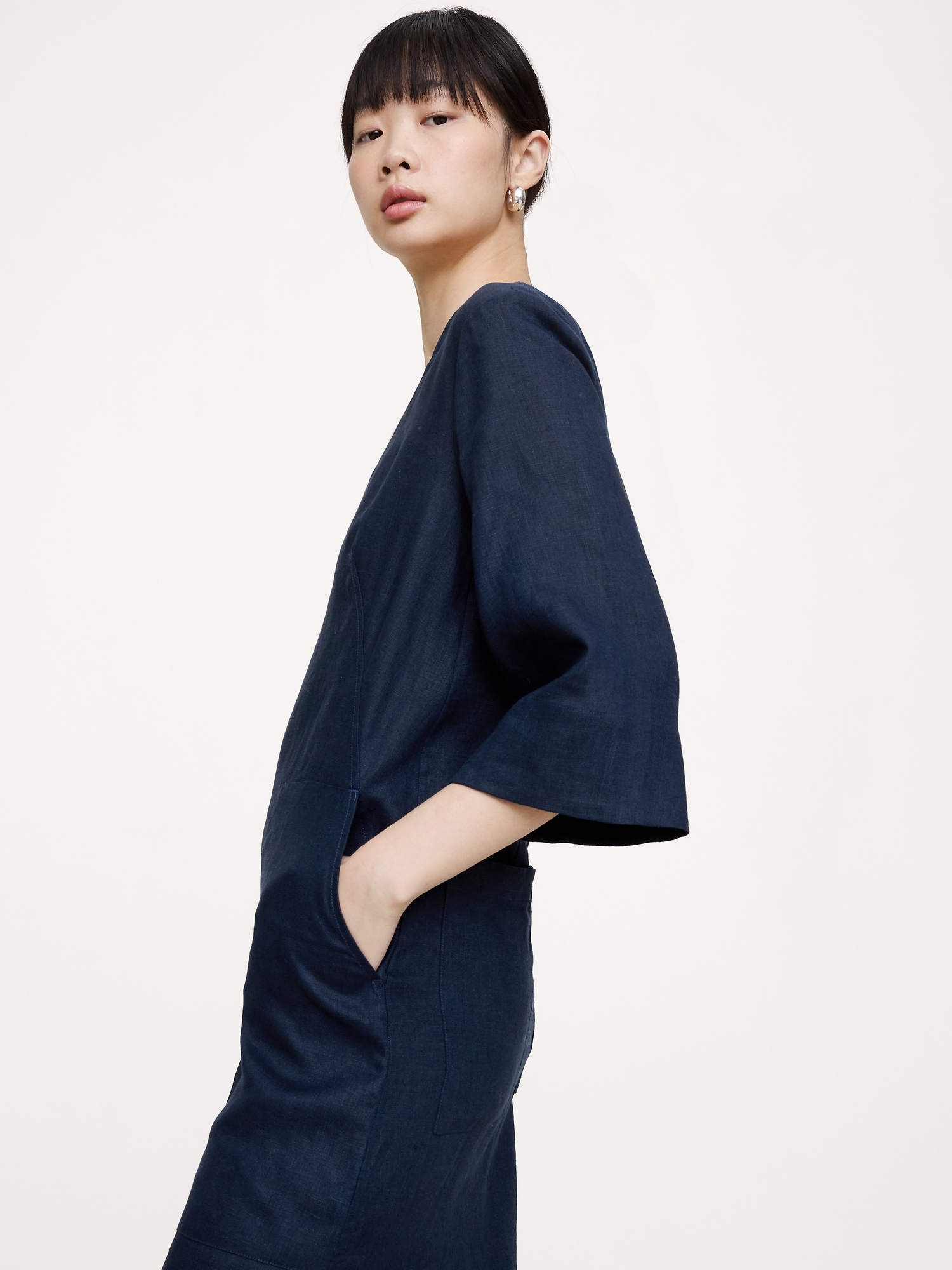 Image number 3 showing, Linen Scoop-Neck Maxi Dress