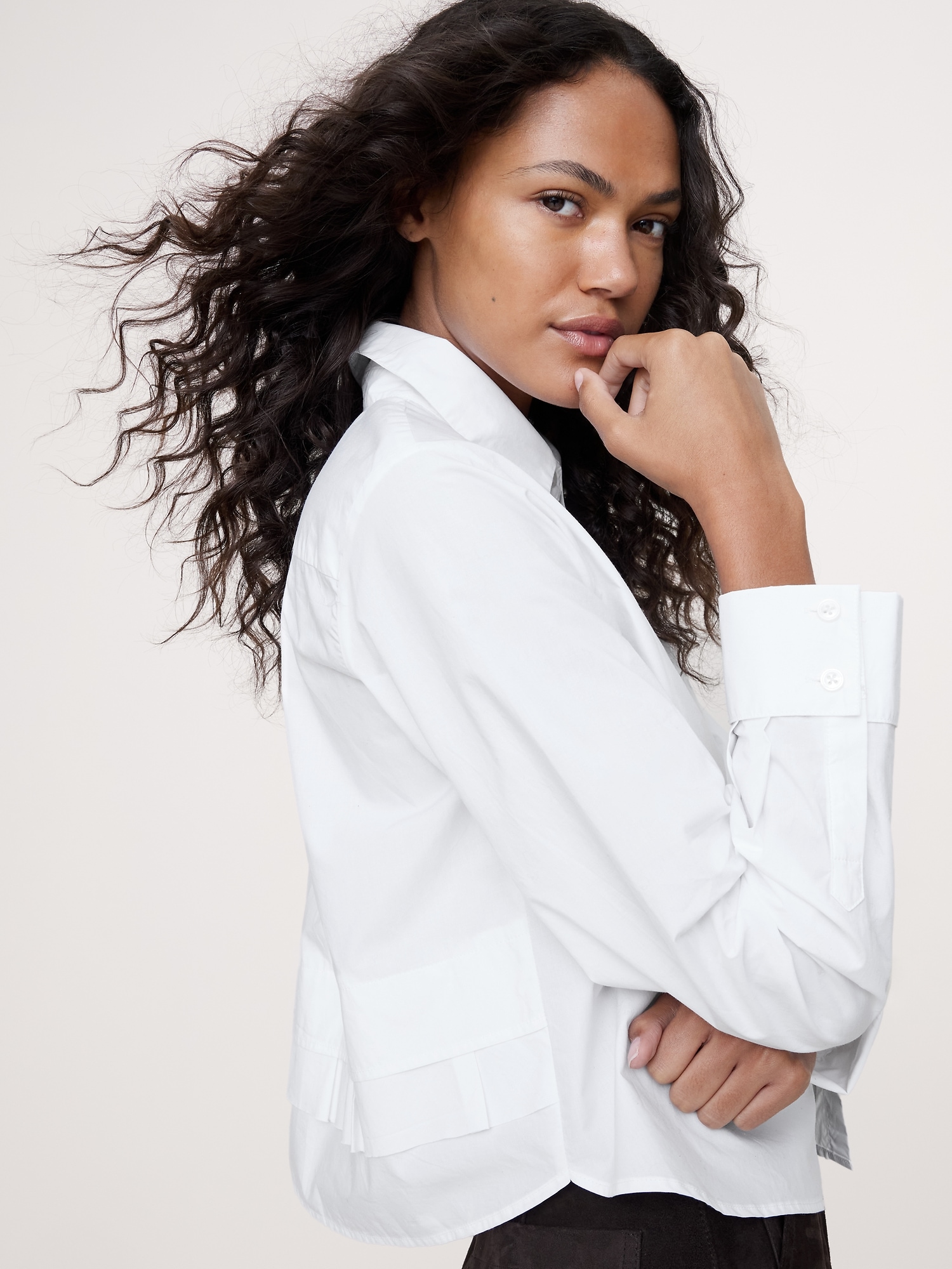 Image number 6 showing, Cotton Poplin Ruffle-Back Shirt
