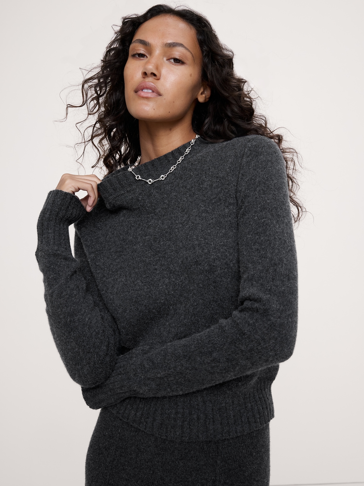 The Fireside Sweater in Merino-Cotton - Charcoal Gray