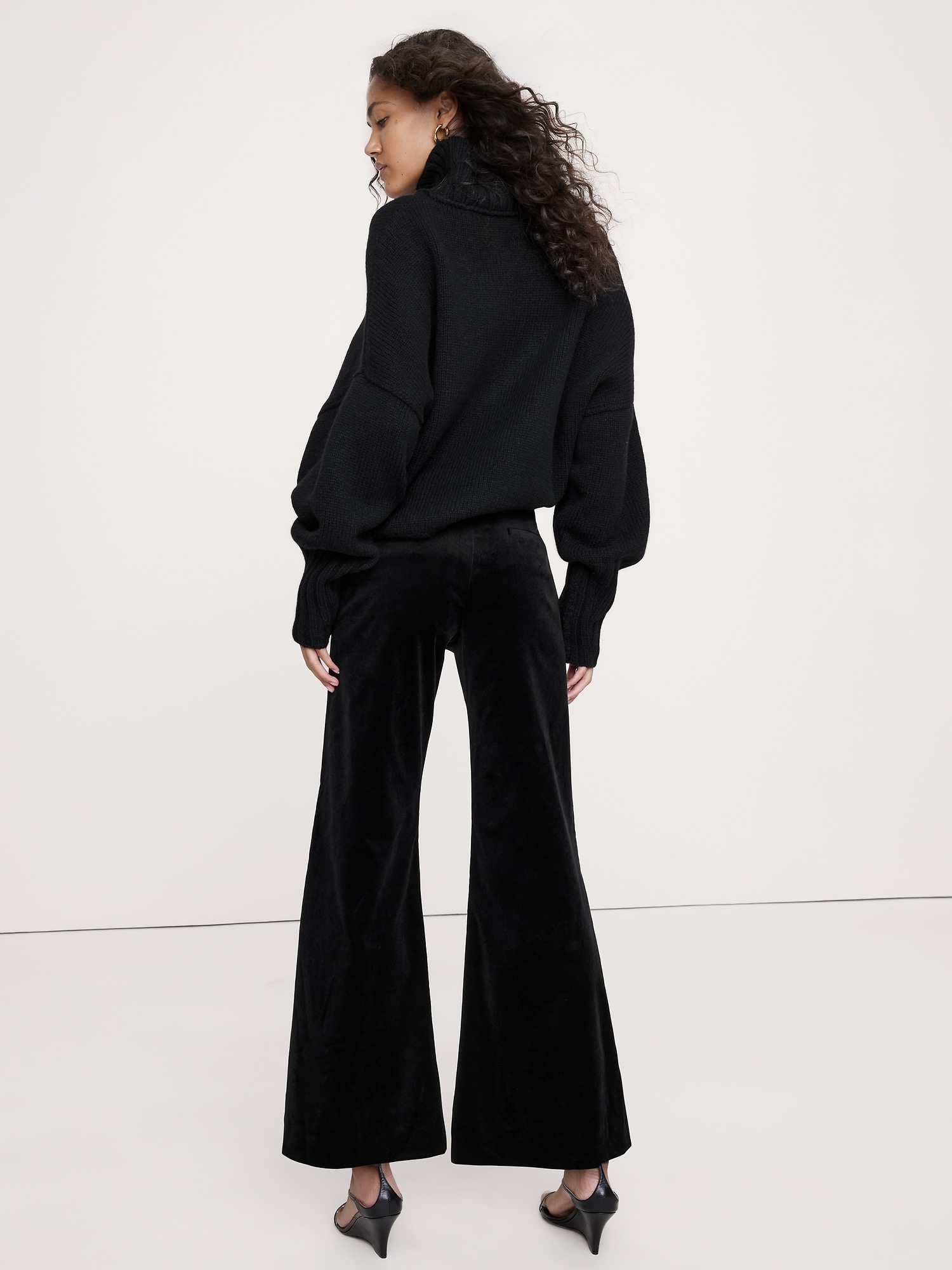 Image number 2 showing, Mid-Rise Flare Velvet Pant