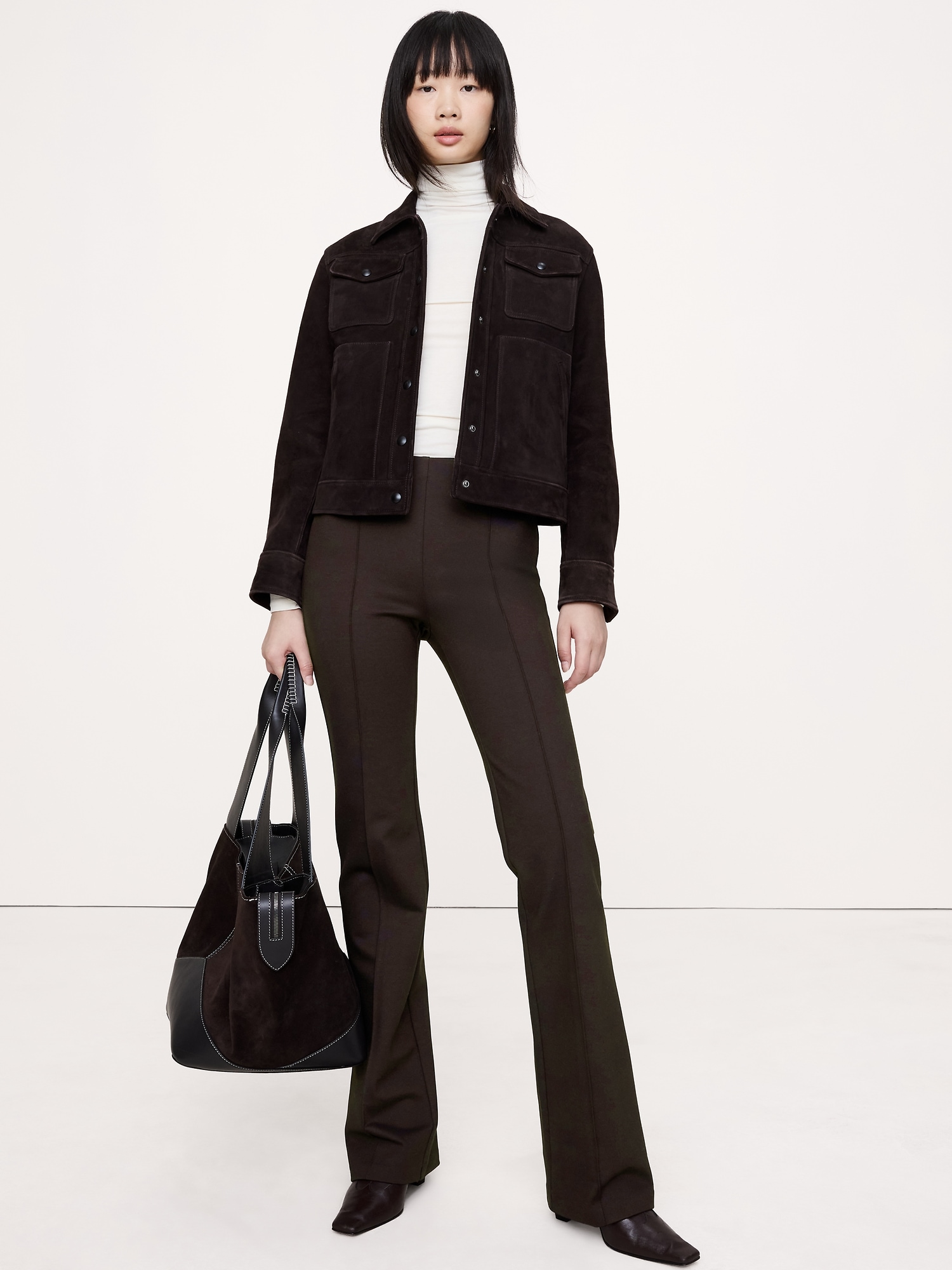 Skinny-Bootcut Everywhere Ponte Pull-On Pant - Ganache Brown
