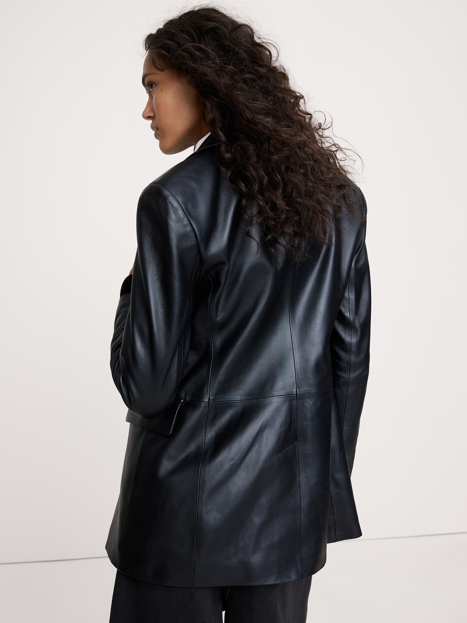 Image number 2 showing, Fitted Leather Blazer