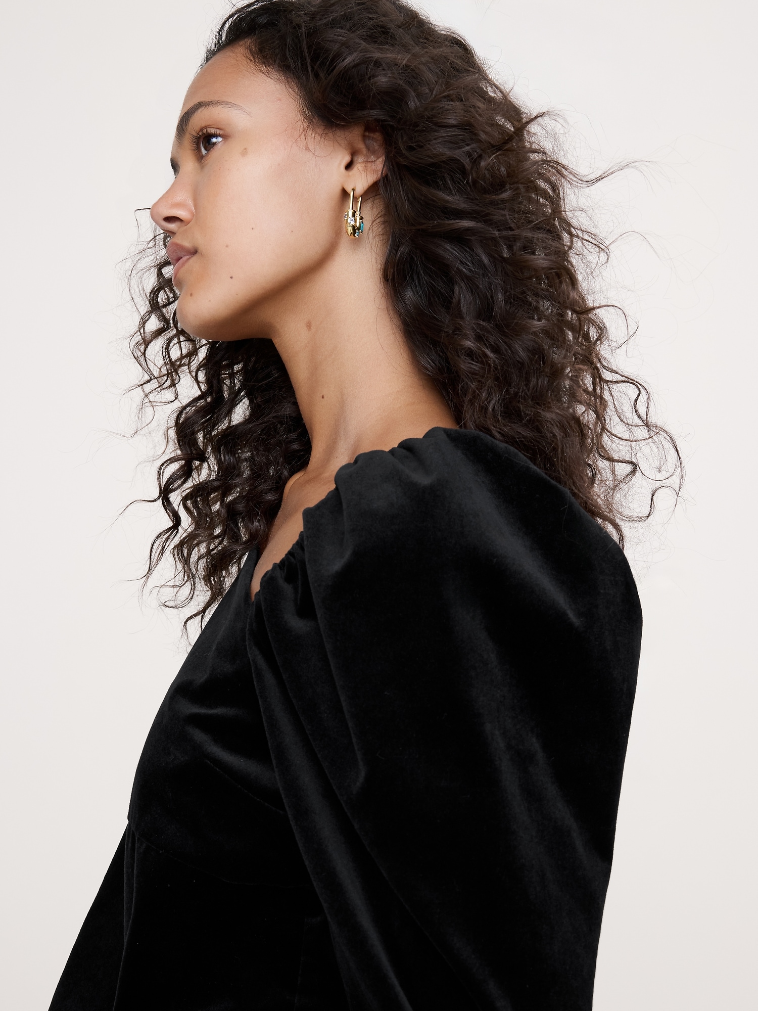 Image number 4 showing, Cotton Velvet Puff-Sleeve Top