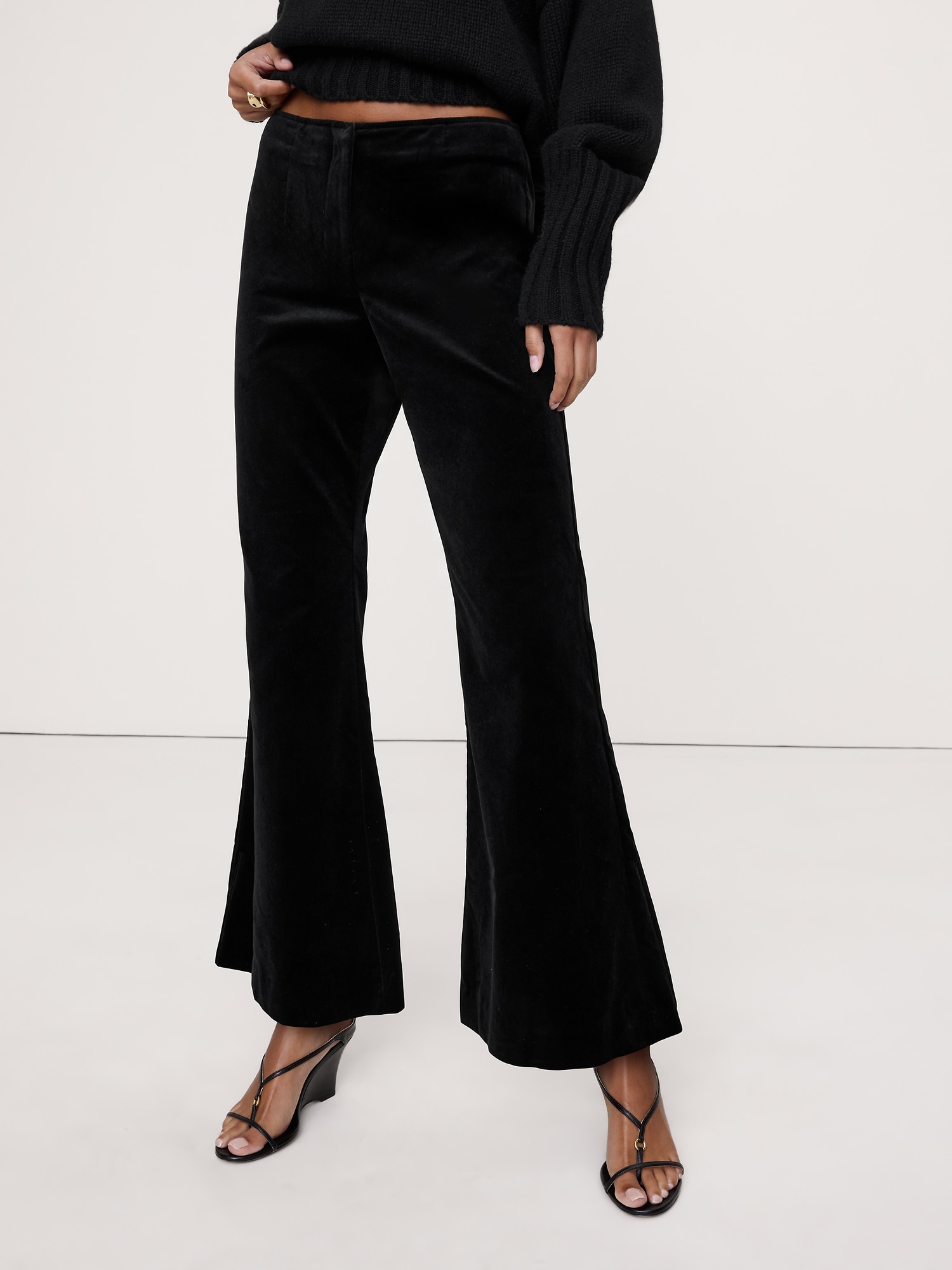 Image number 3 showing, Mid-Rise Flare Velvet Pant