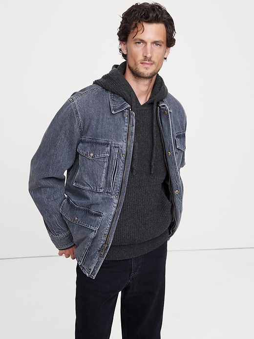 Merino-Cotton Sweater Hoodie