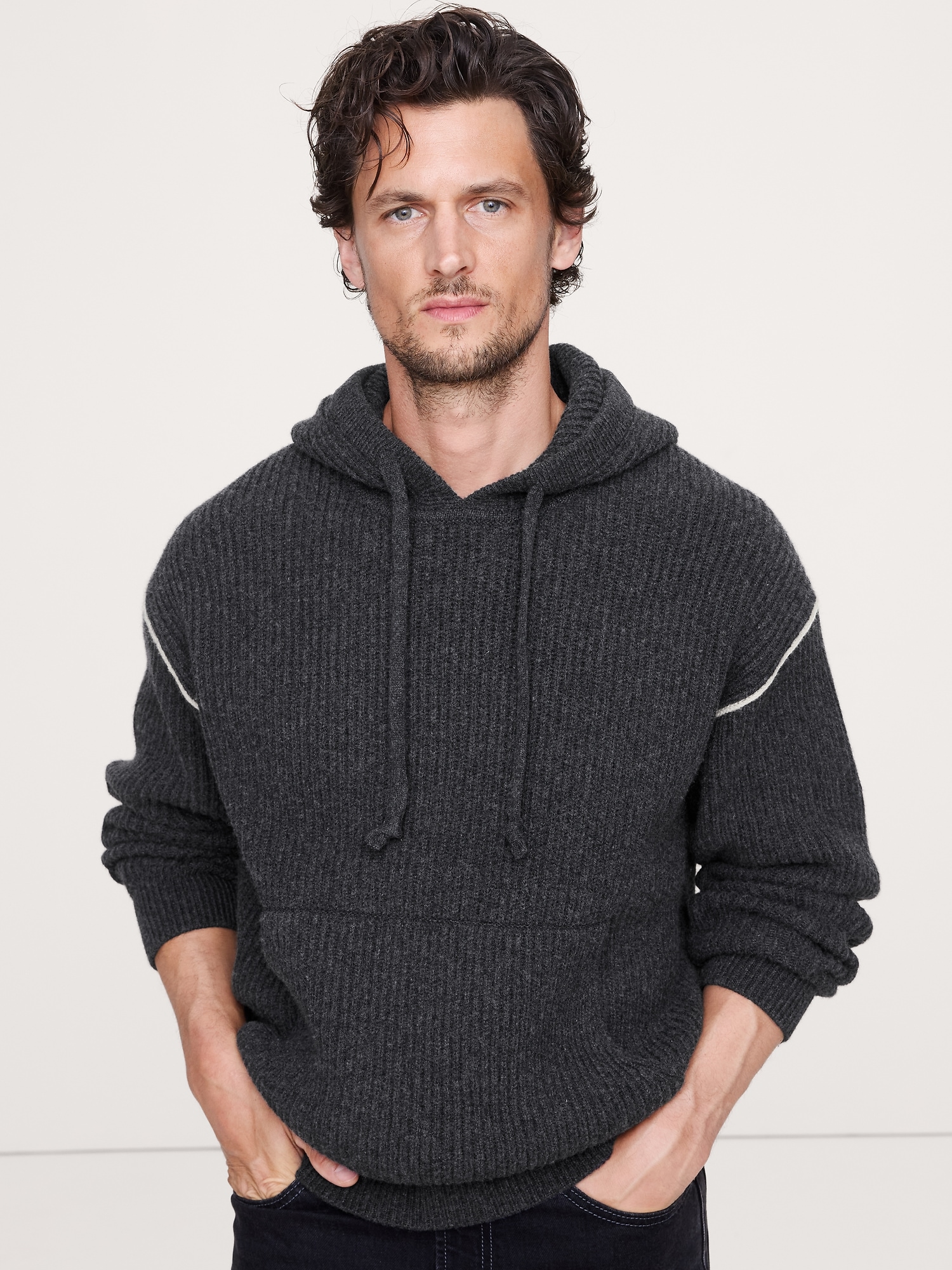 Merino-Cotton Sweater Hoodie - Charcoal Gray