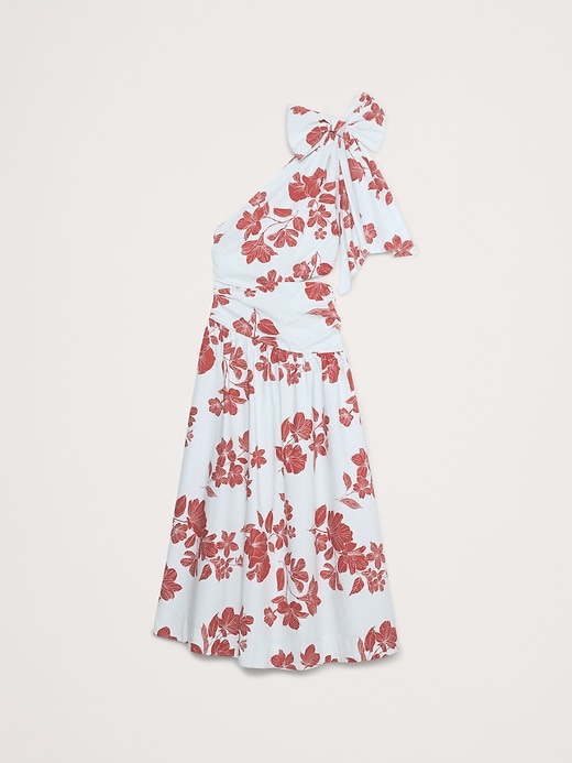 Stretch-Cotton Poplin One-Shoulder Drop-Waist Maxi Dress