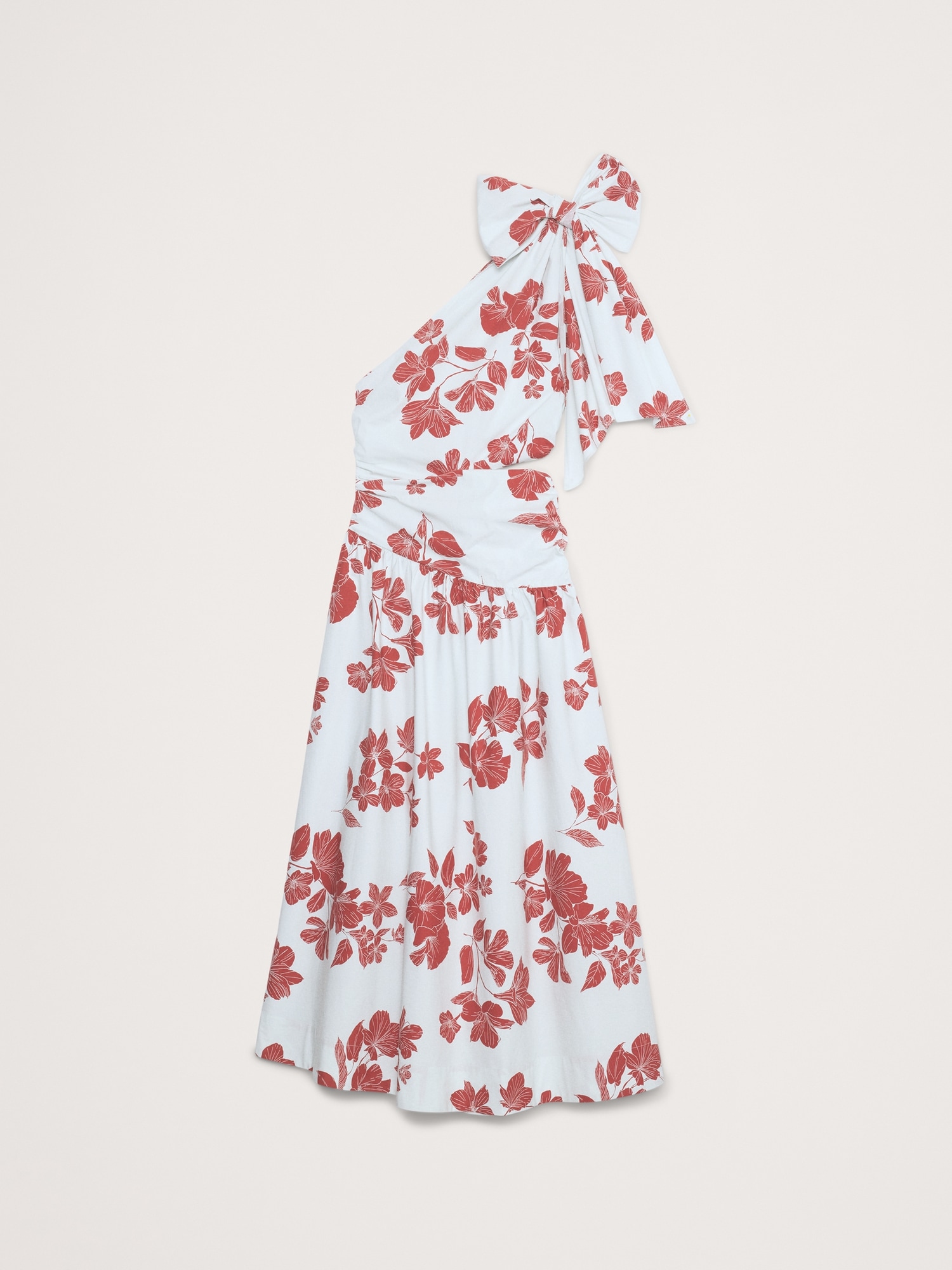 Image number 5 showing, Stretch-Cotton Poplin One-Shoulder Drop-Waist Maxi Dress