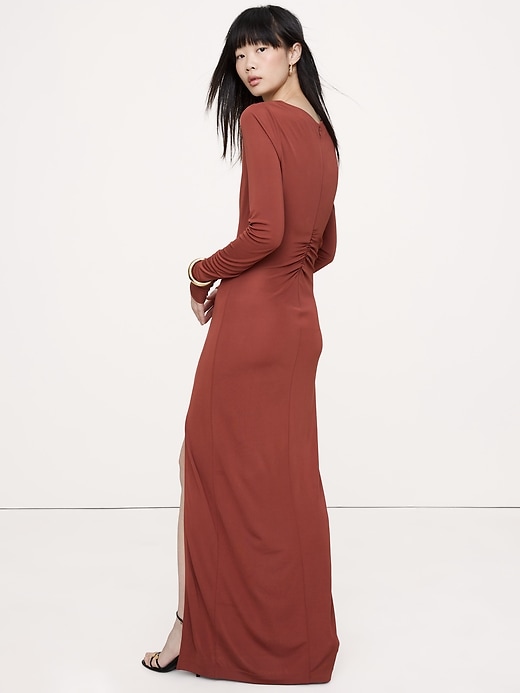 Banana Republic Women's Matte Jersey Ruched Maxi Dress Jasper Red Size M Banana Republic Women's Matte Jersey Ruched Maxi Dress Jasper Red Size M