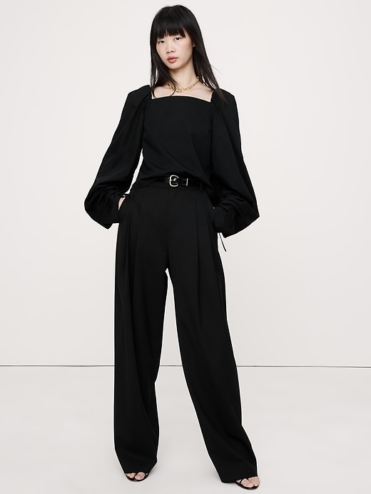 Stretch-Cotton Square-Neck Top