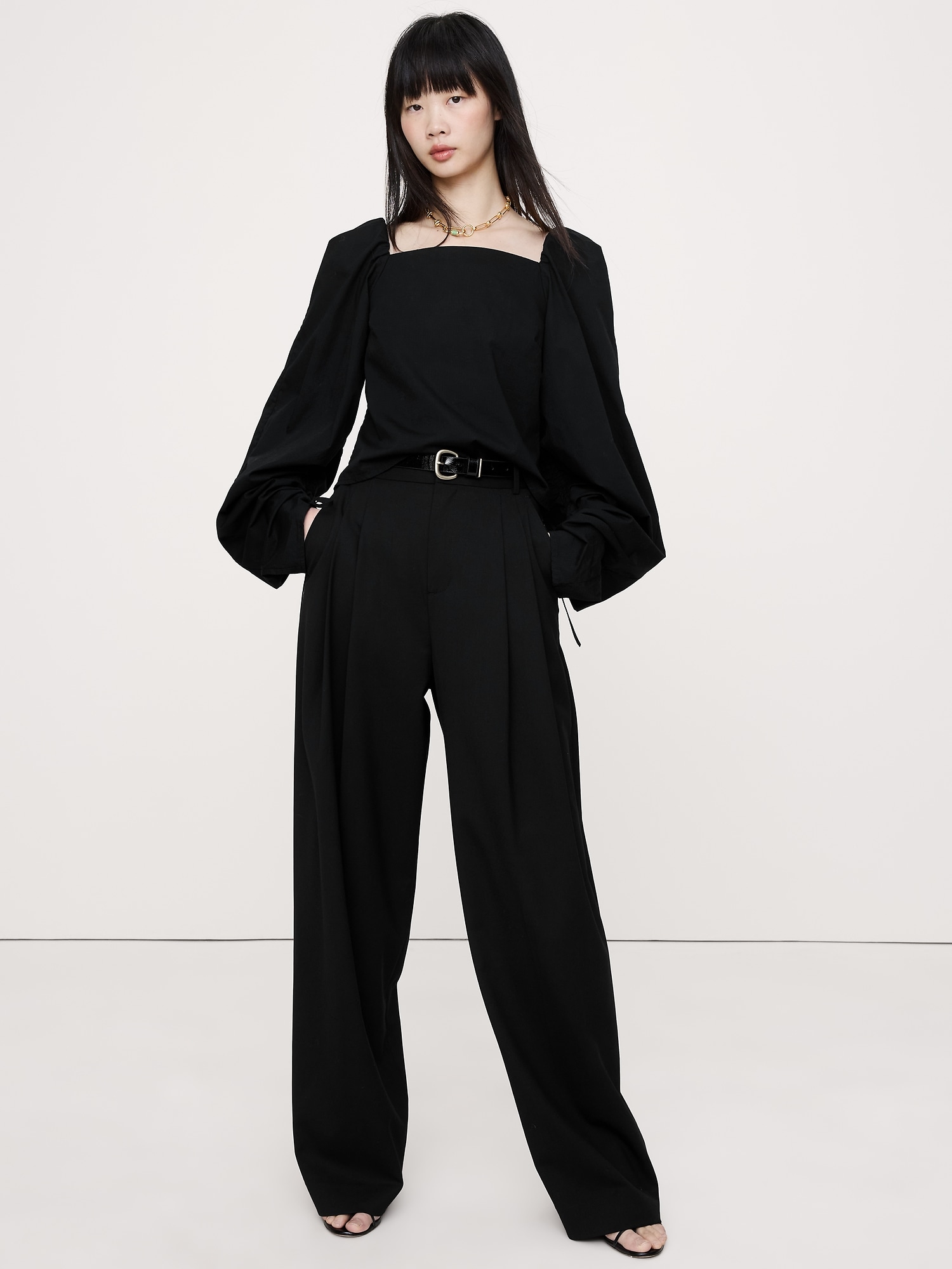 Image number 1 showing, Stretch-Cotton Square-Neck Top