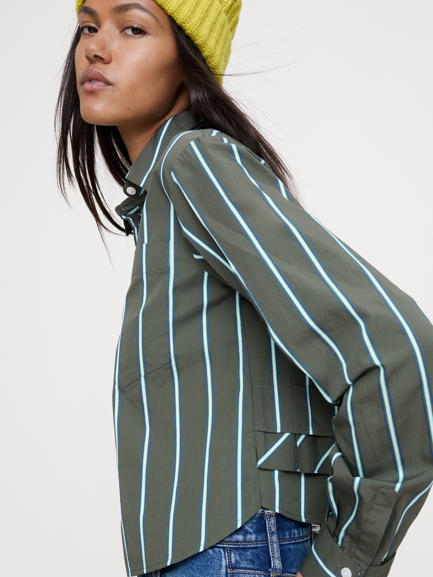 Image number 3 showing, Cotton Poplin Ruffle-Back Shirt
