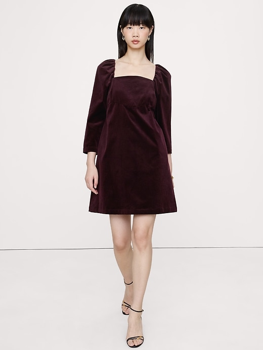 Velvet Puff-Sleeve Mini Dress | Banana Republic