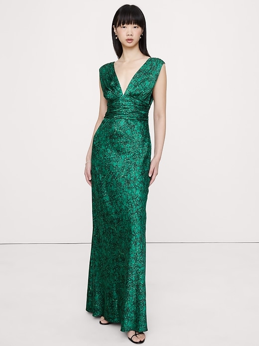 slim fit dress slacks Zara Mint Green Lace Maxi Dress with Side Slit – SilkRoll main image 0