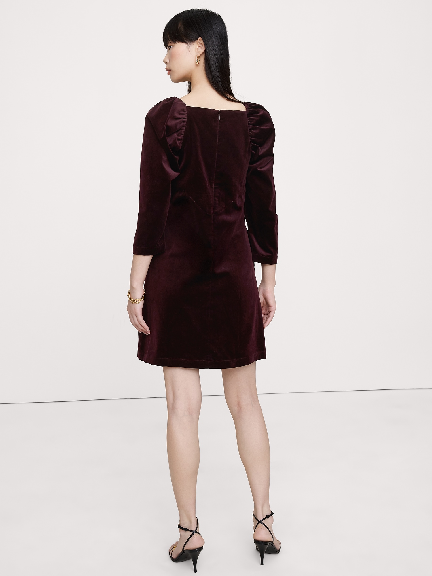 Image number 3 showing, Cotton-Velvet Puff-Sleeve Mini Dress