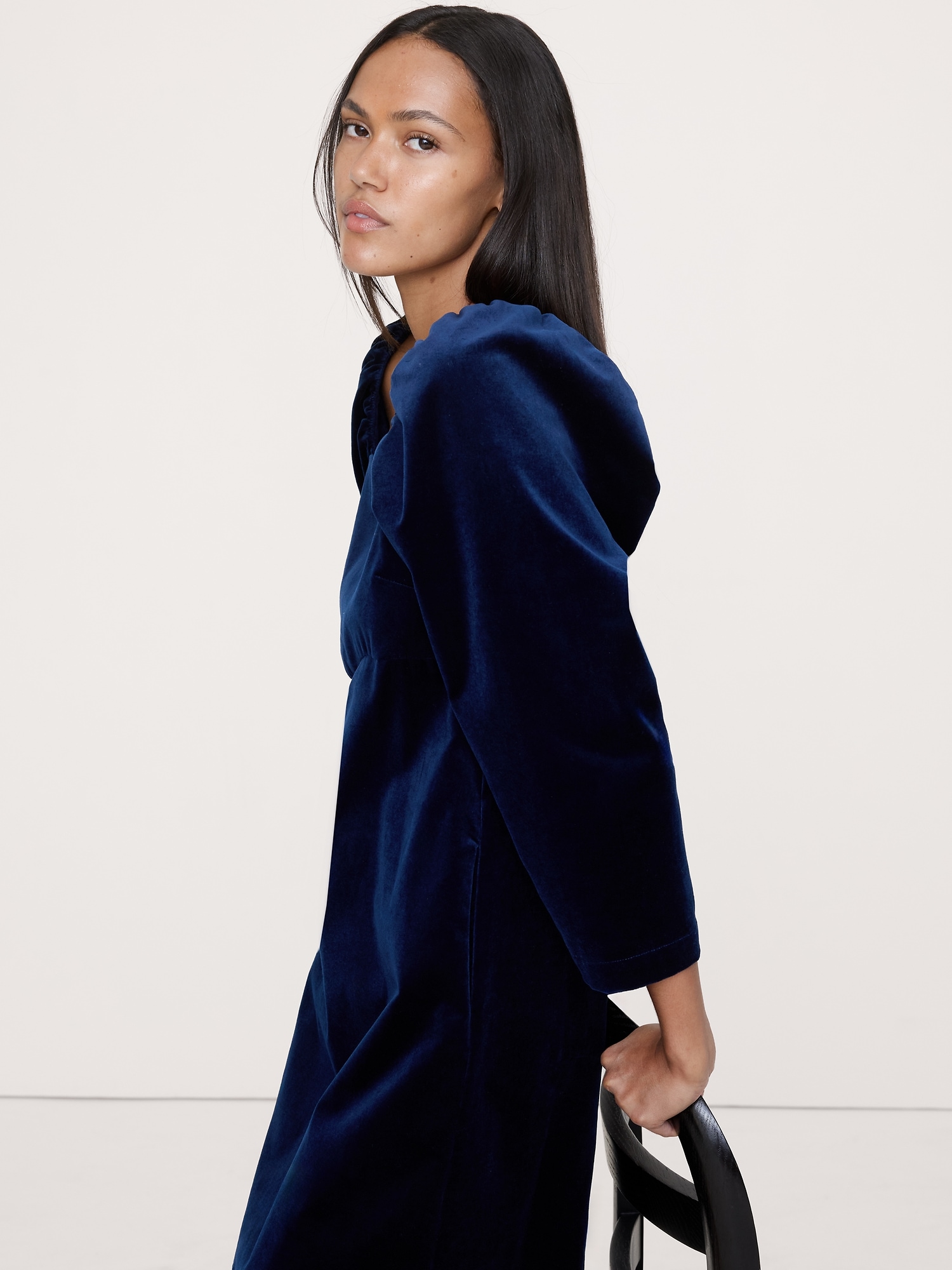 Image number 4 showing, Cotton-Velvet Puff-Sleeve Mini Dress